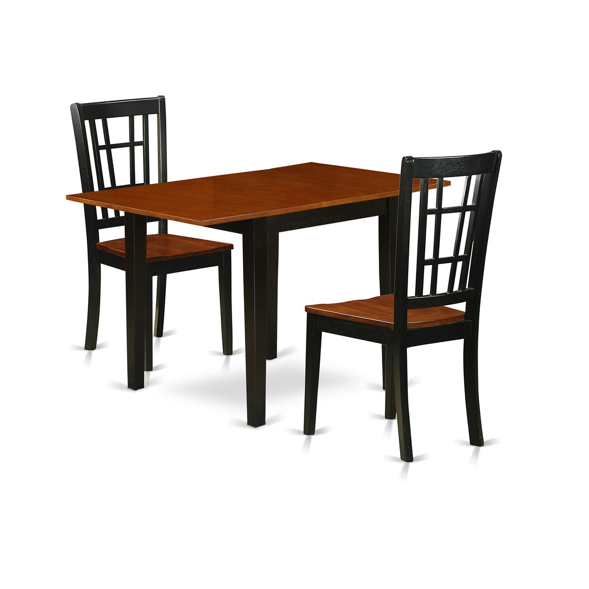 East West Furniture Ndni3-Bch-W Norden 3 Piece Set Contains A Rectangle Dining Room Table With Dropleaf And 2 Kitchen Chairs, 30X48 Inch