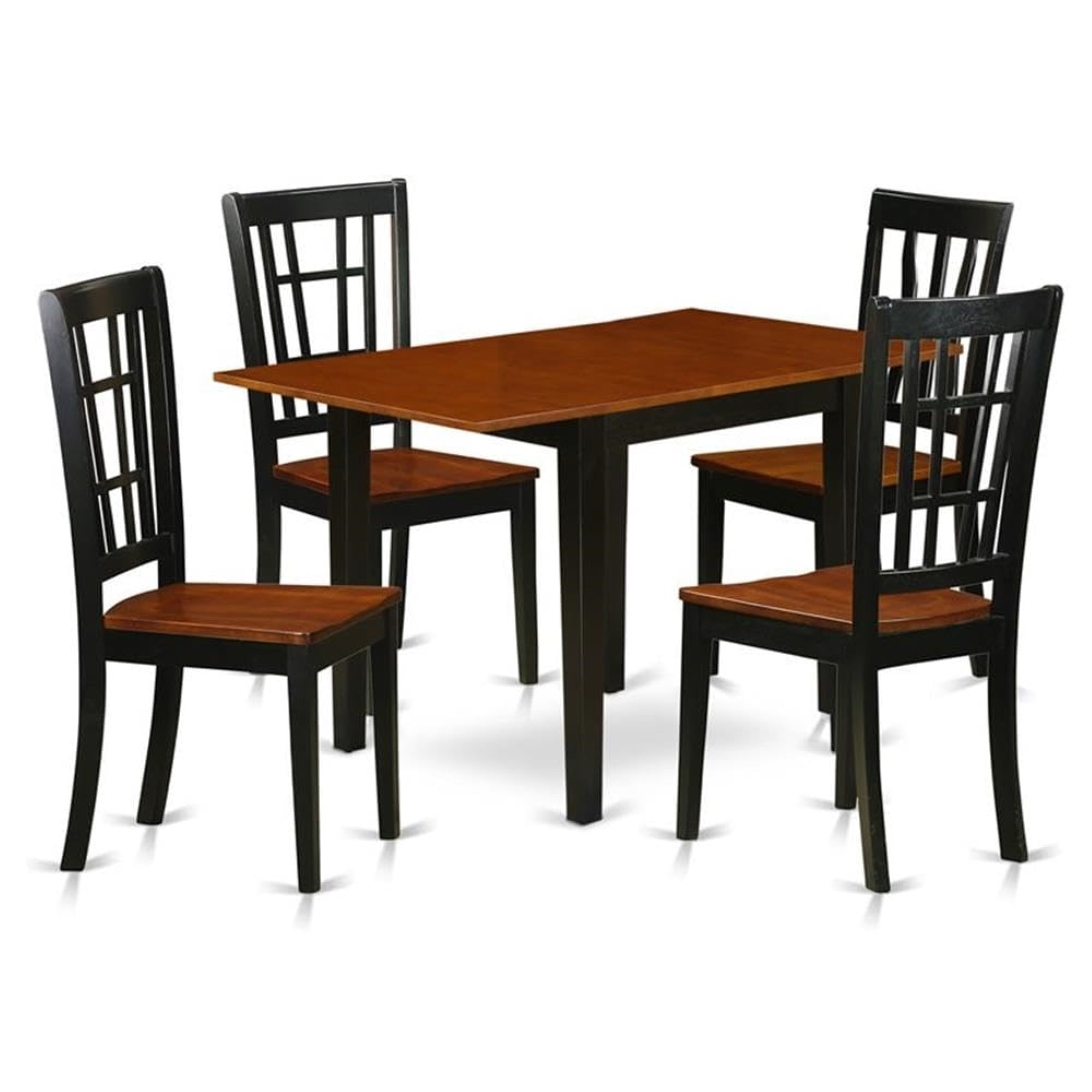 Casafoyer Ndni5-Bch-W 5 Piece Dining Table Set For 4 Includes A Rectangle Kitchen Table With Dropleaf And 4 Kitchen Dining Chairs, 30X48 Inch, Black & Cherry