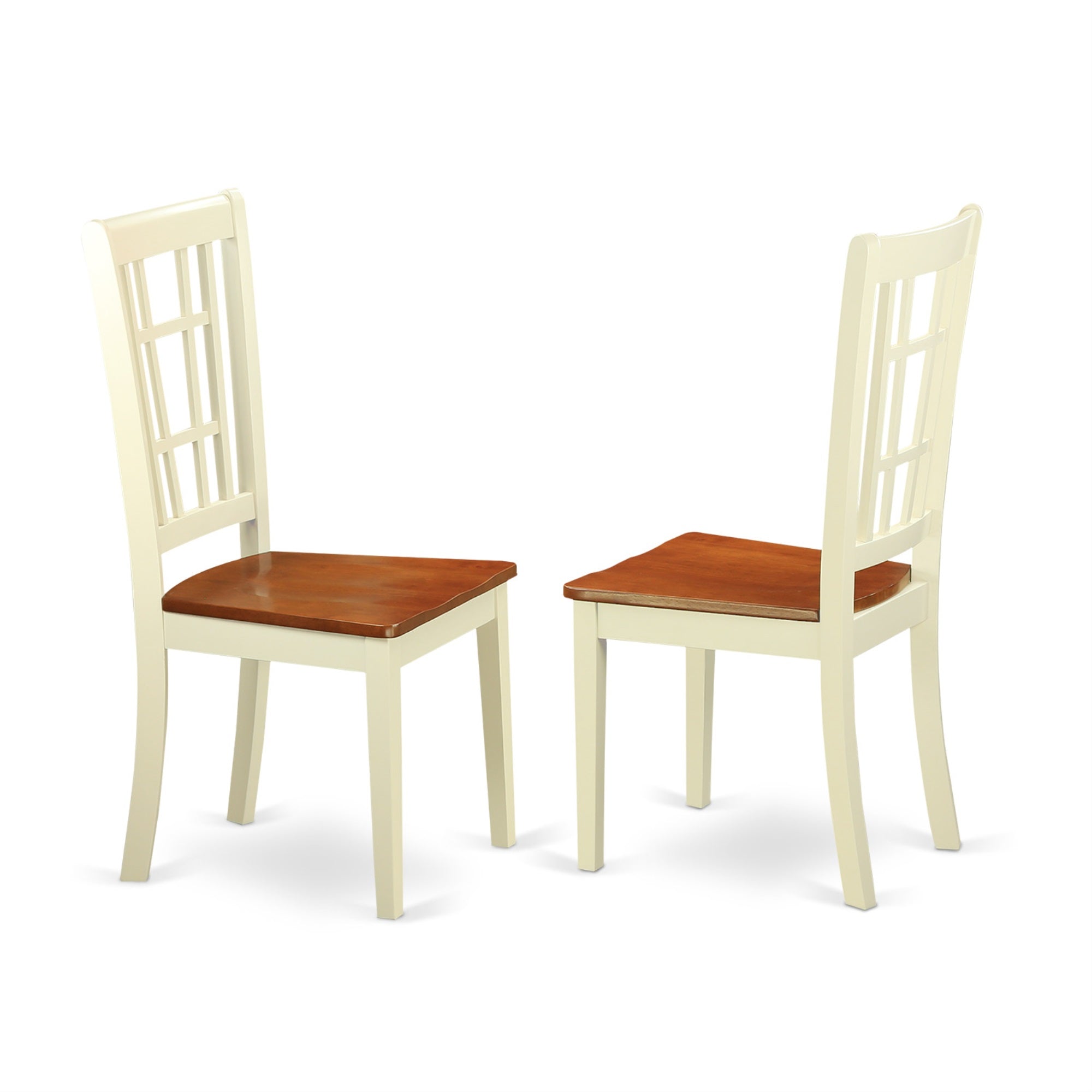 Ergode Ndni5-Whi-W 5Pc Dinette Set - Rectangular Table & 4 Modern Dining Chairs, Hardwood Seat & Back, Buttermilk & Cherry Finish