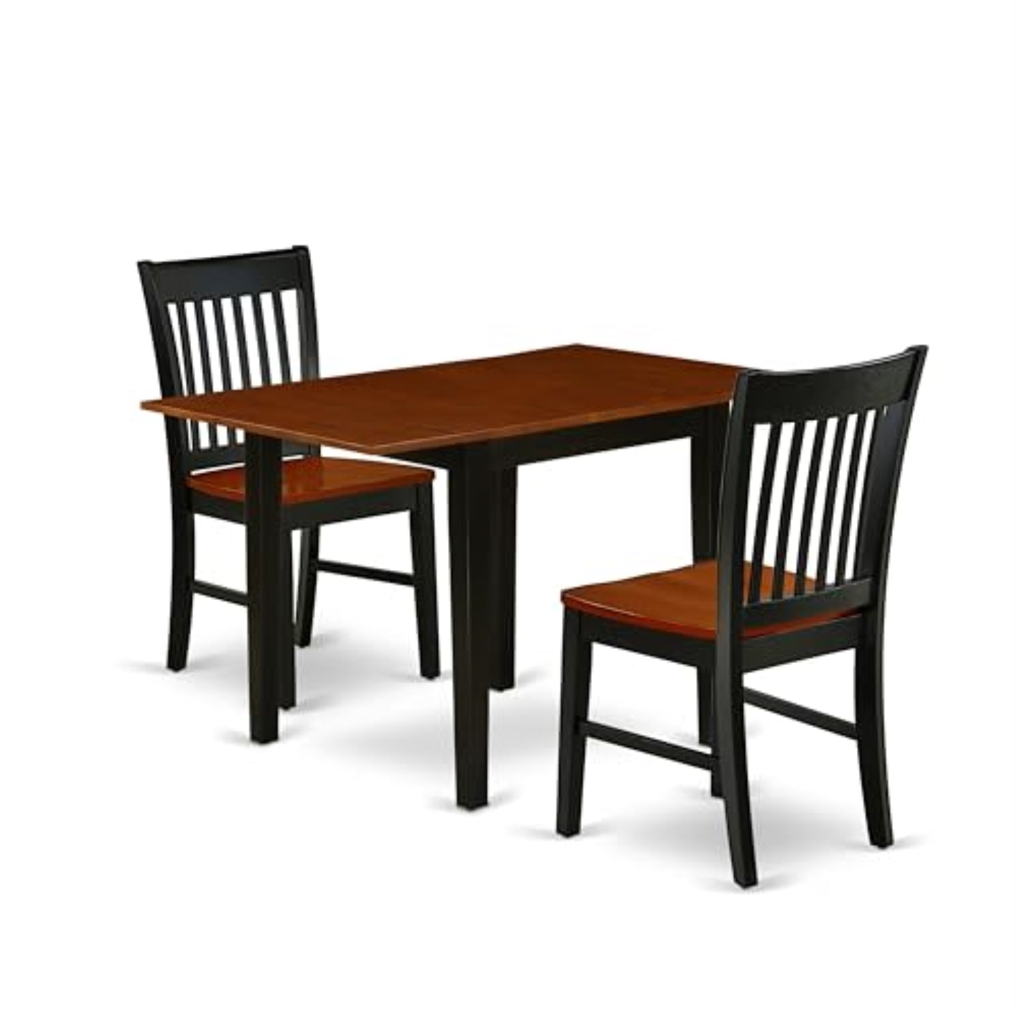 Casafoyer Ndno3-Bch-W Norden 3 Piece Dinette Set For Small Spaces Contains A Rectangle Table With Dropleaf And 2 Dining Room Chairs, 30X48 Inch, Black & Cherry