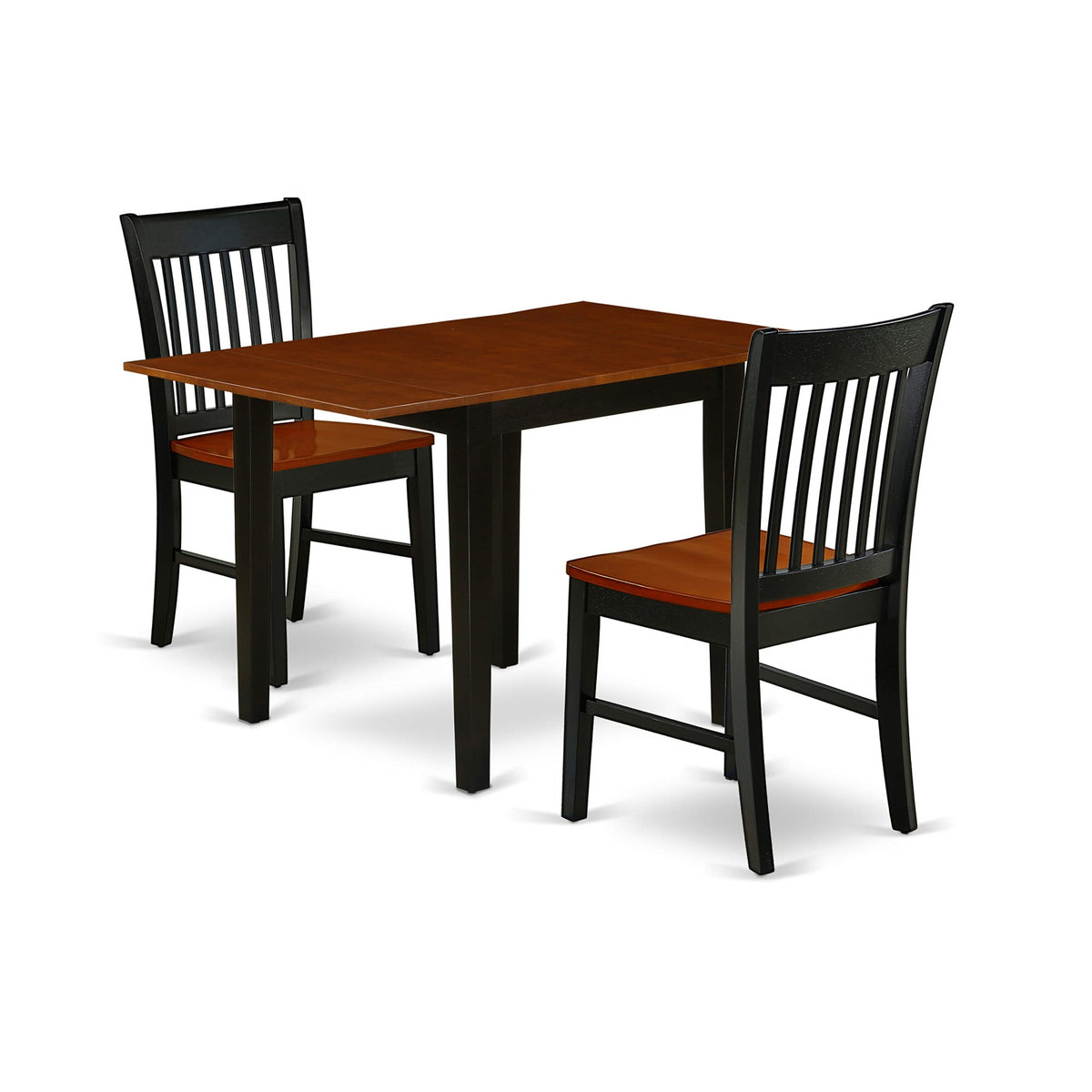 East West Furniture Ndno3-Bch-W Norden 3 Piece Dinette Set For Small Spaces Contains A Rectangle Table With Dropleaf And 2 Dining Room Chairs, 30X48 Inch, Black & Cherry