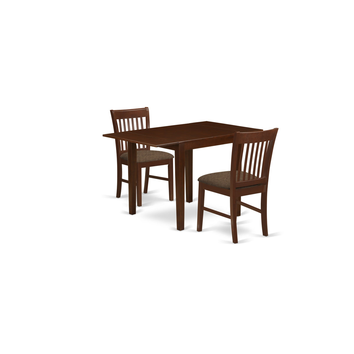 East West Furniture Ndno3-Mah-C 3Pc Dining Table Set Contains A Small Dining Table And 2 Modern Dining Chairs With Microfiber Upholstery Seat, Mahogany Finish