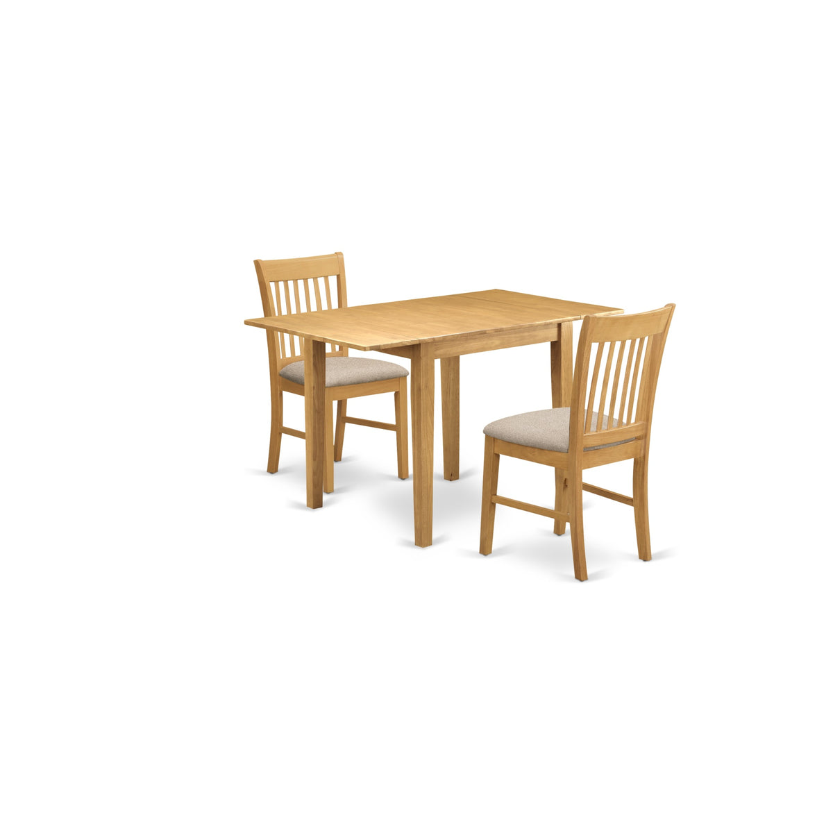 East West Furniture Ndno3-Oak-C 3Pc Dining Set Contains A Small Dining Table And 2 Kitchen Chairs With Microfiber Upholstery Seat, Oak Finish