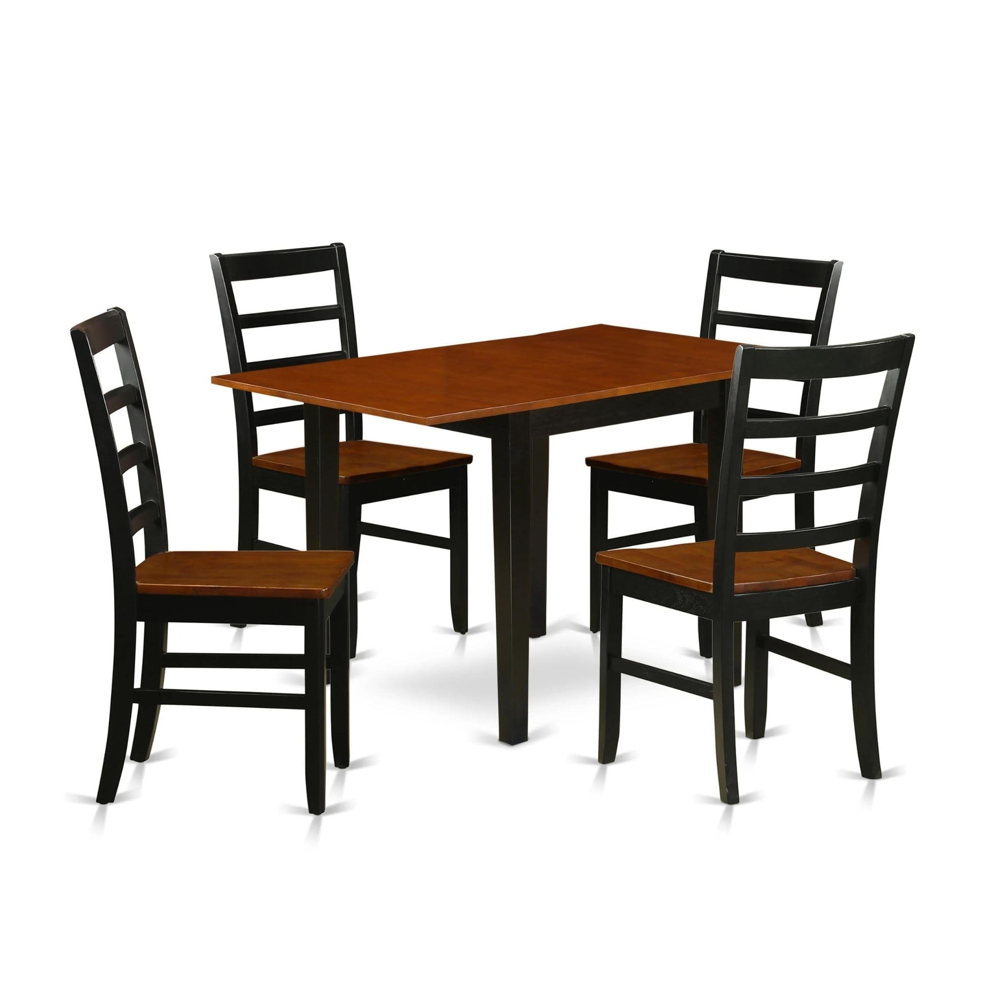 Casafoyer Norden 5 Piece Kitchen Set Includes A Rectangle Table With Dropleaf And 4 Dining Room Chairs, 30X48 Inch, Ndpf5-Bch-W
