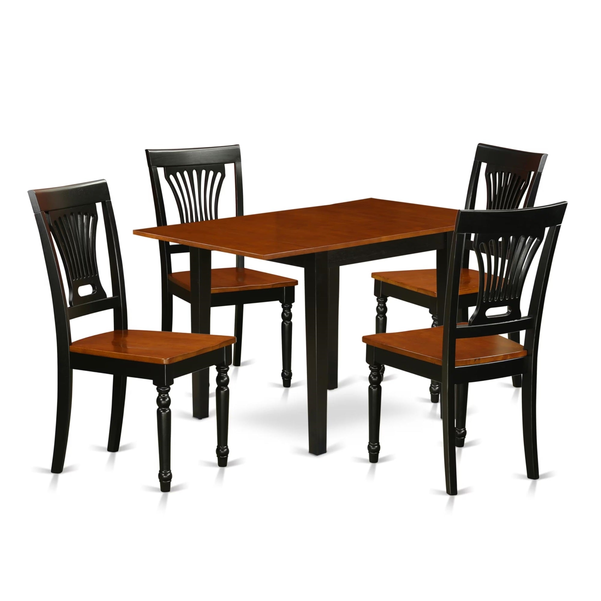 Casafoyer Ndpl5-Bch-W Norden 5 Piece Modern Set Includes A Rectangle Wooden Table With Dropleaf And 4 Dining Chairs, 30X48 Inch, Black & Cherry