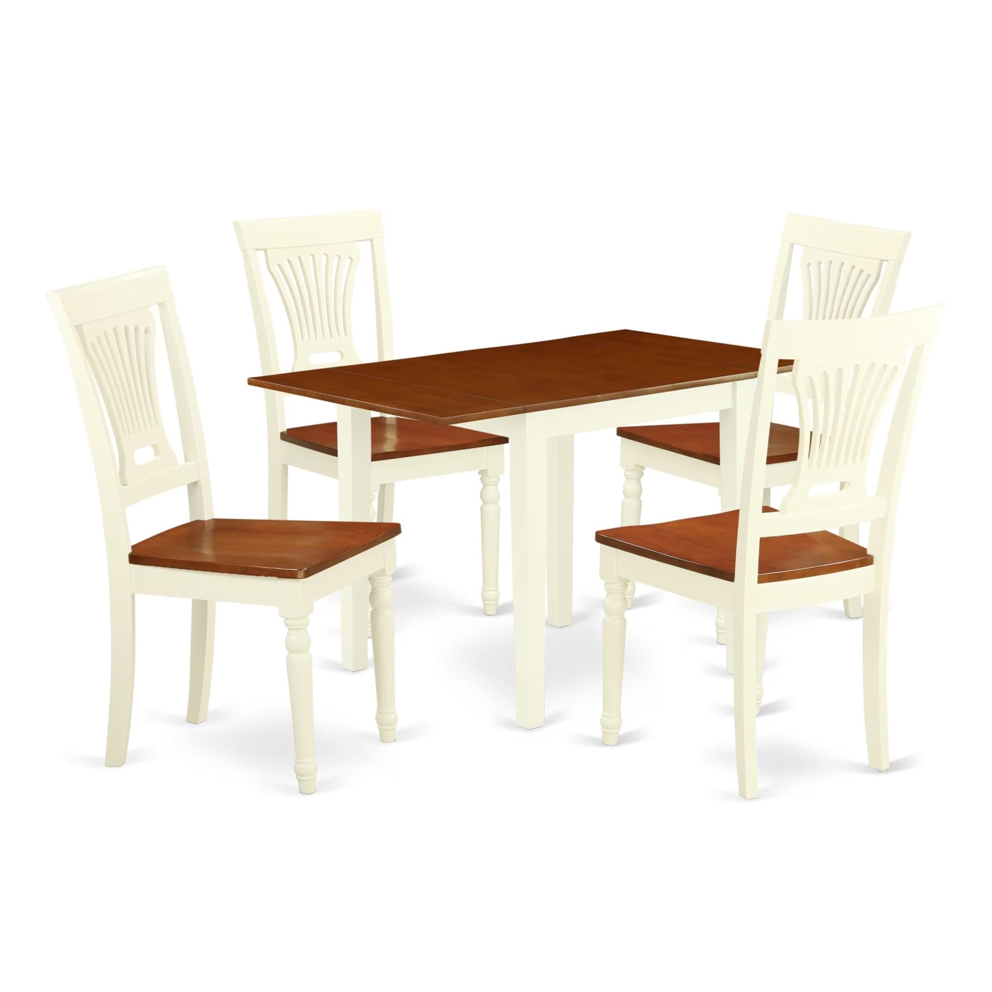 Casafoyer Ndpl5-Whi-W Norden 5 Piece Room Set Includes A Rectangle Kitchen Table With Dropleaf And 4 Dining Chairs, 30X48 Inch, Buttermilk & Cherry