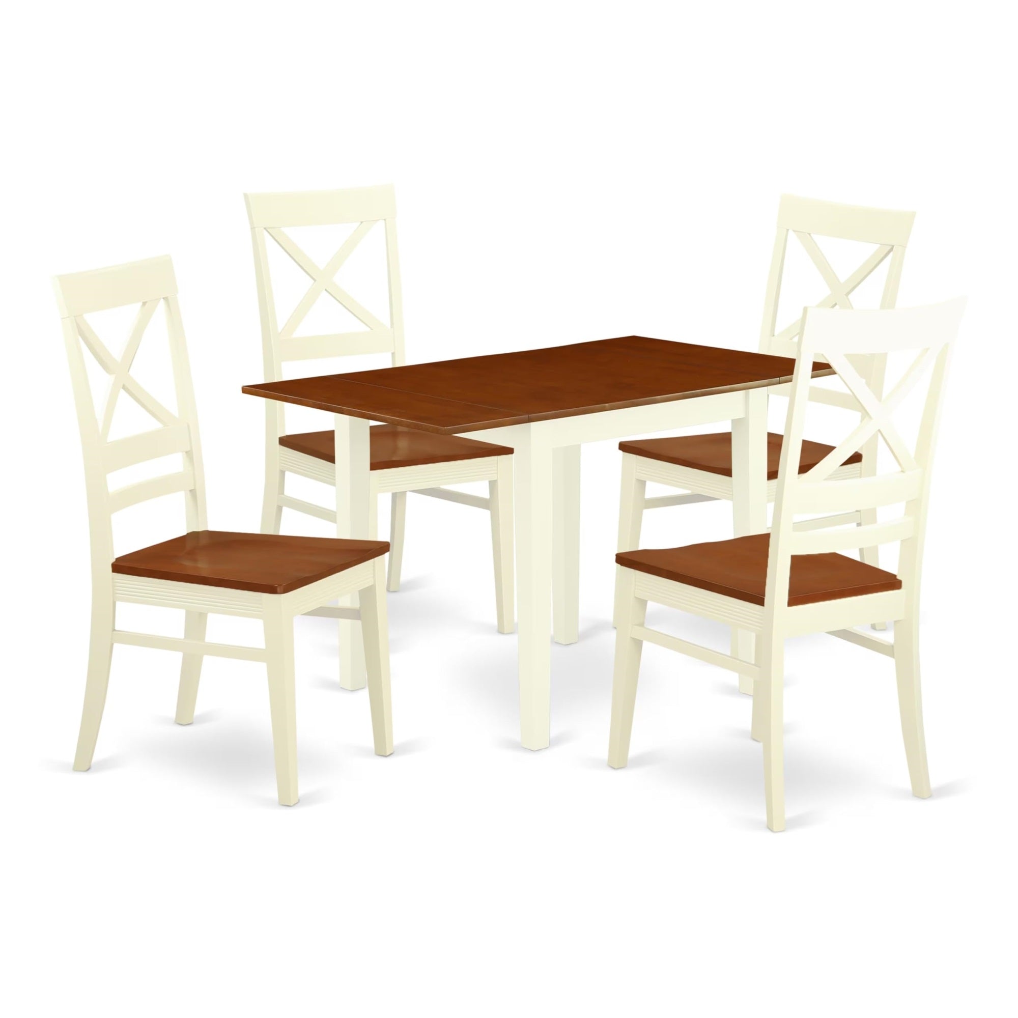 Casafoyer Ndqu5-Whi-W Norden 5 Piece Dinette Set For 4 Includes A Rectangle Room Table With Dropleaf And 4 Kitchen Dining Chairs, 30X48 Inch, Buttermilk & Cherry