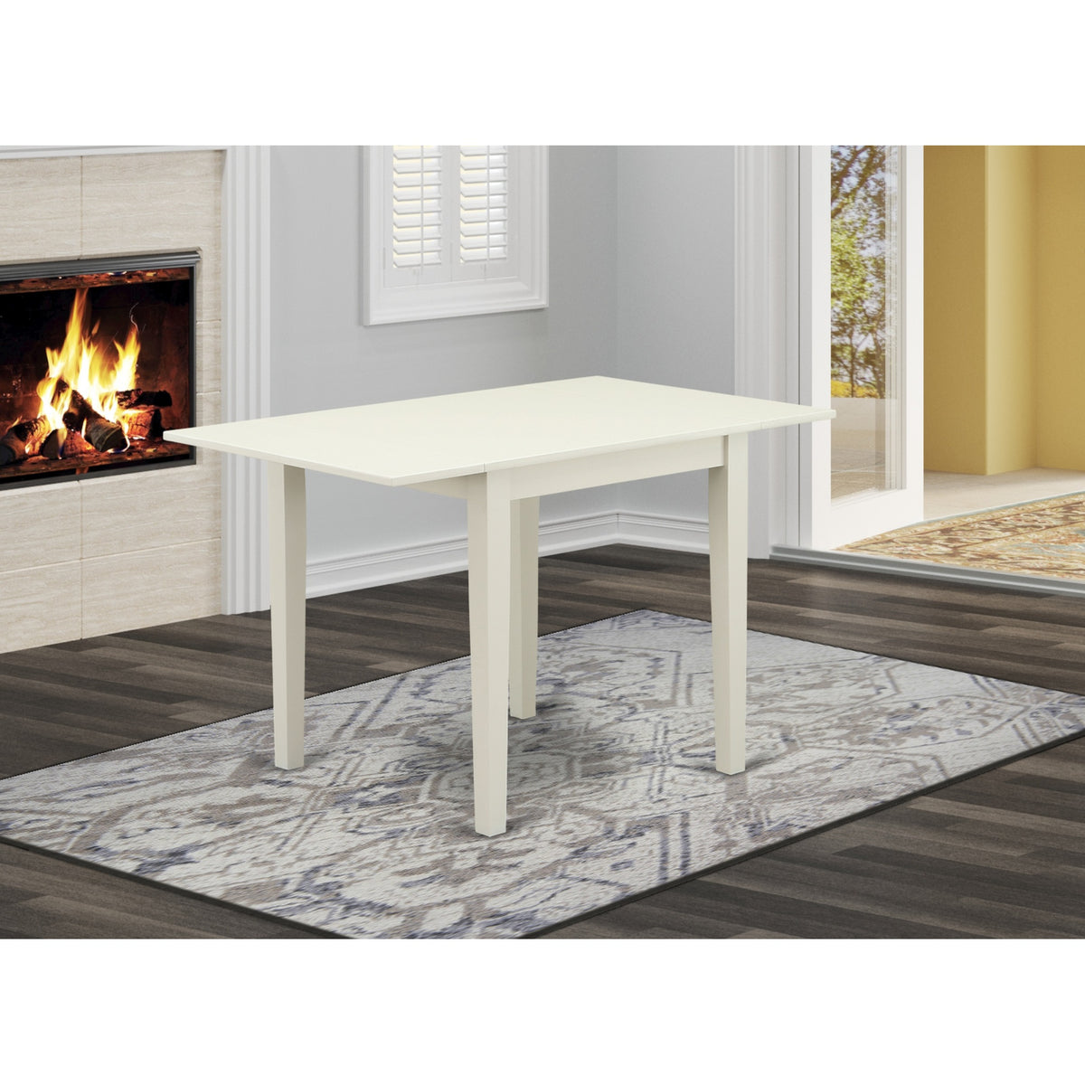 Ergode Ndva5-Lwh-C 5-Pc Rectangular Dinette Set - Modern Chairs, Drop Leaves Table - Linen White Finish - Durable & Stylish - Easy To Clean & Assemble