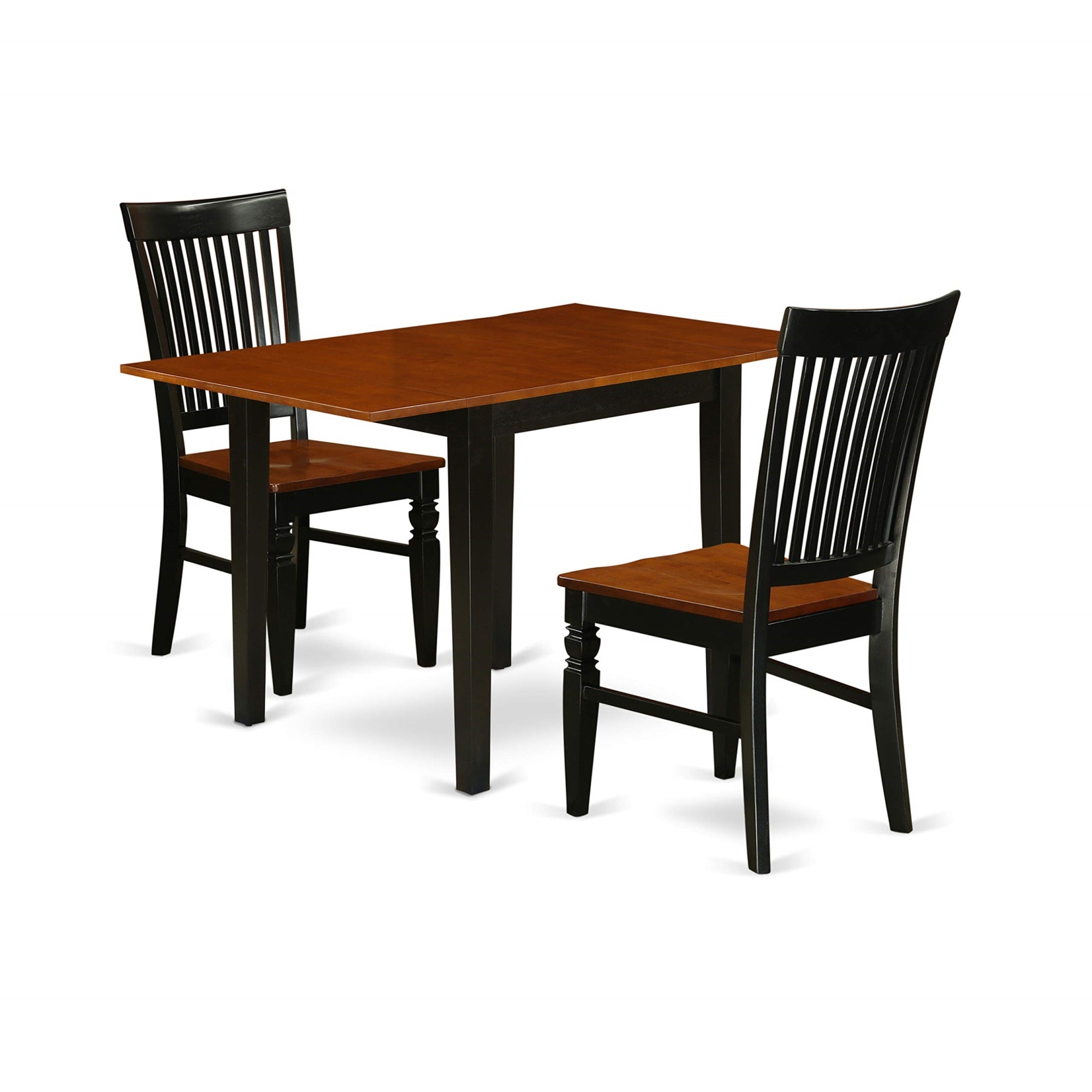 East West Furniture Ndwe3-Bch-W Norden 3 Piece Modern Set Contains A Rectangle Wooden Table With Dropleaf And 2 Kitchen Dining Chairs, 30X48 Inch