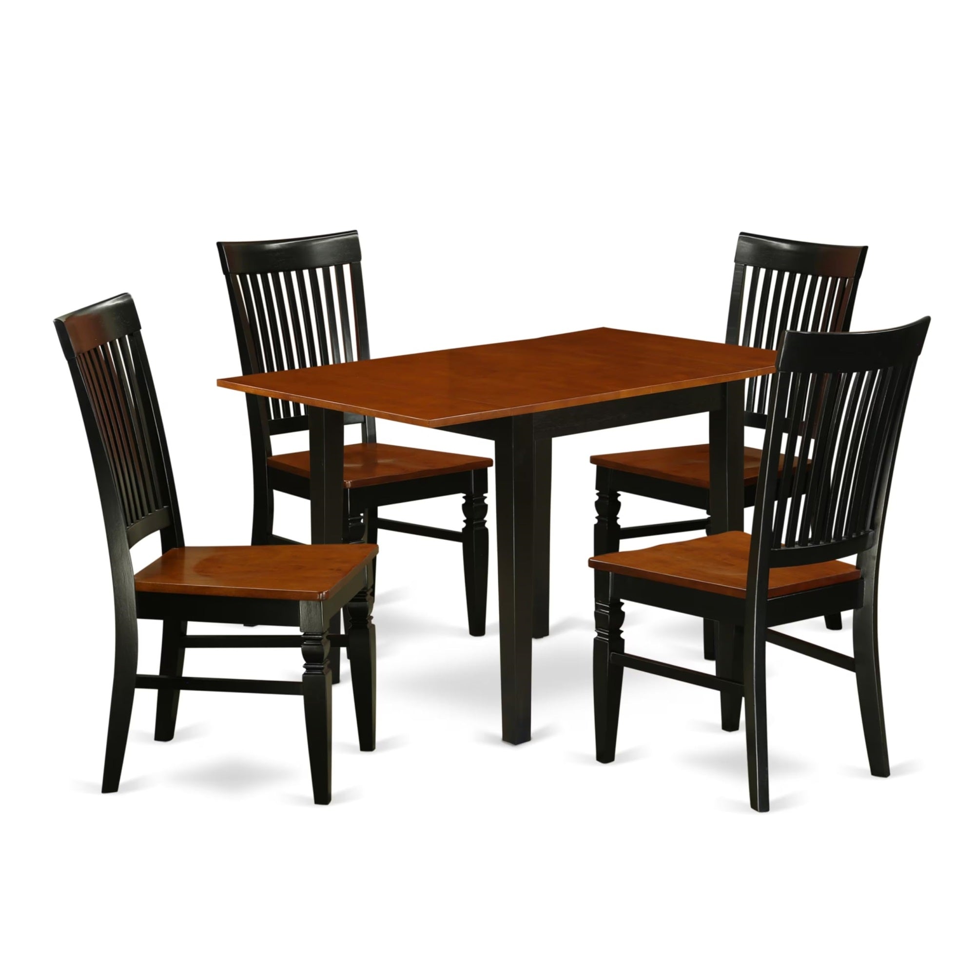 Casafoyer Norden 5 Piece Dinette Set For 4 Includes A Rectangle Room Table With Dropleaf And 4 Dining Chairs, 30X48 Inch, Ndwe5-Bch-W