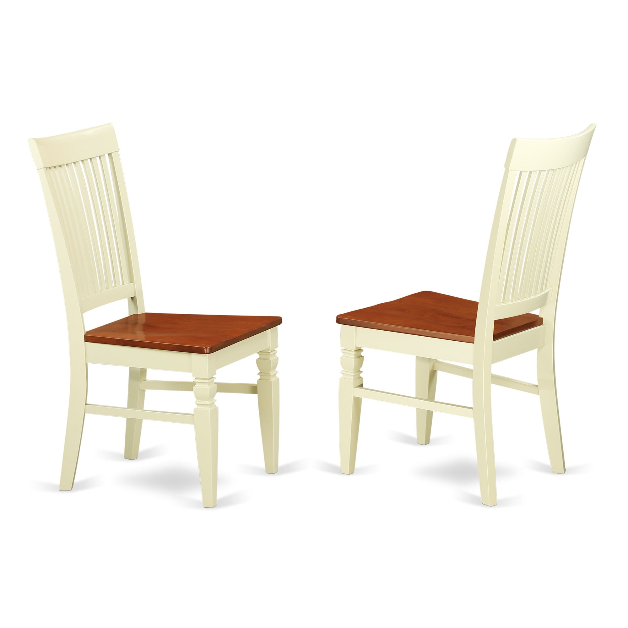 Ndwe5-Whi-W Ergode 5-Piece Dinette Set For Small Spaces - Wood Dining Table & 4 Chairs With Solid Wood Seats & Slat Backs - Buttermilk & Cherry Finish