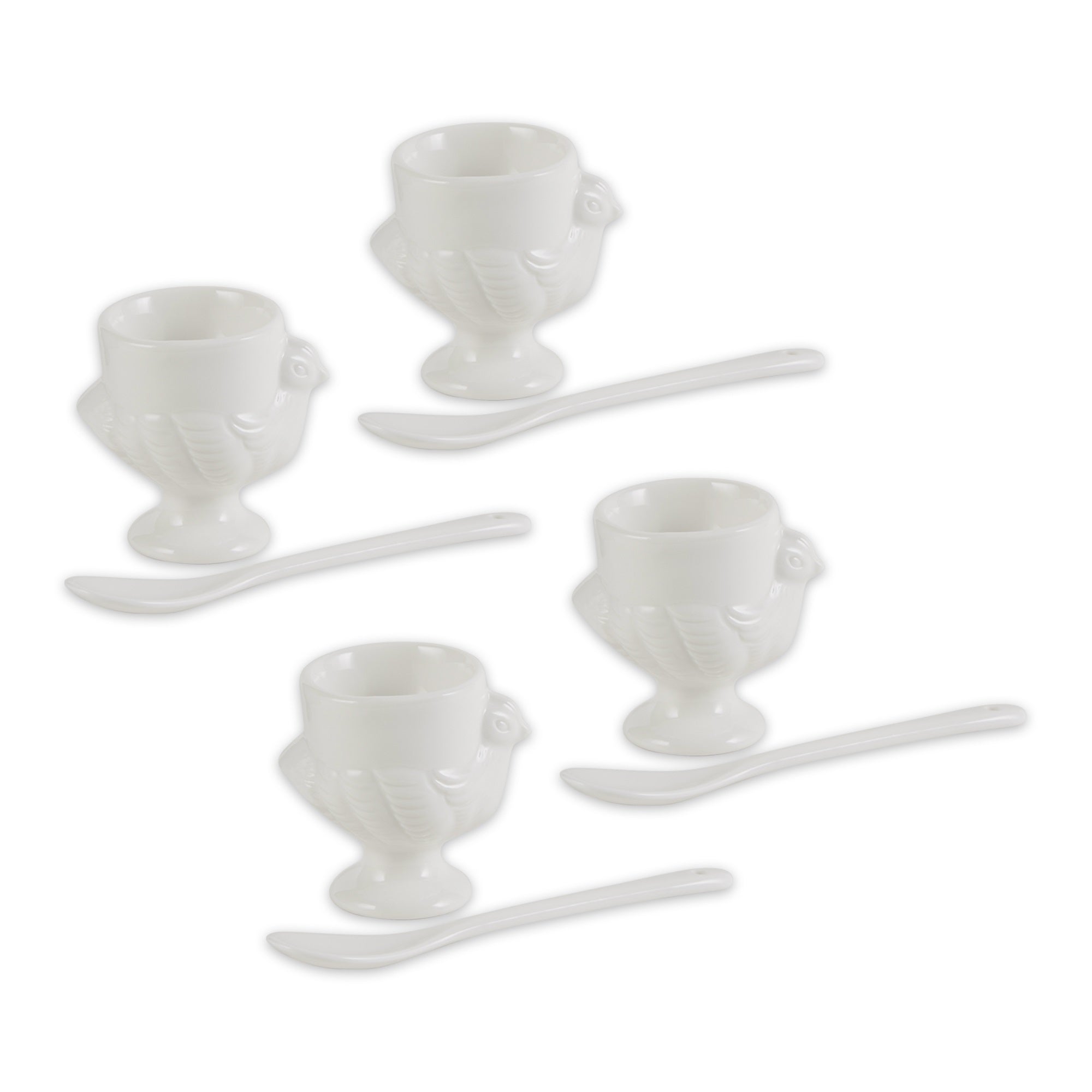Rsvp Intl Porcelain Egg Cups & Spoons - Set Of 8 (4C + 4Sp)