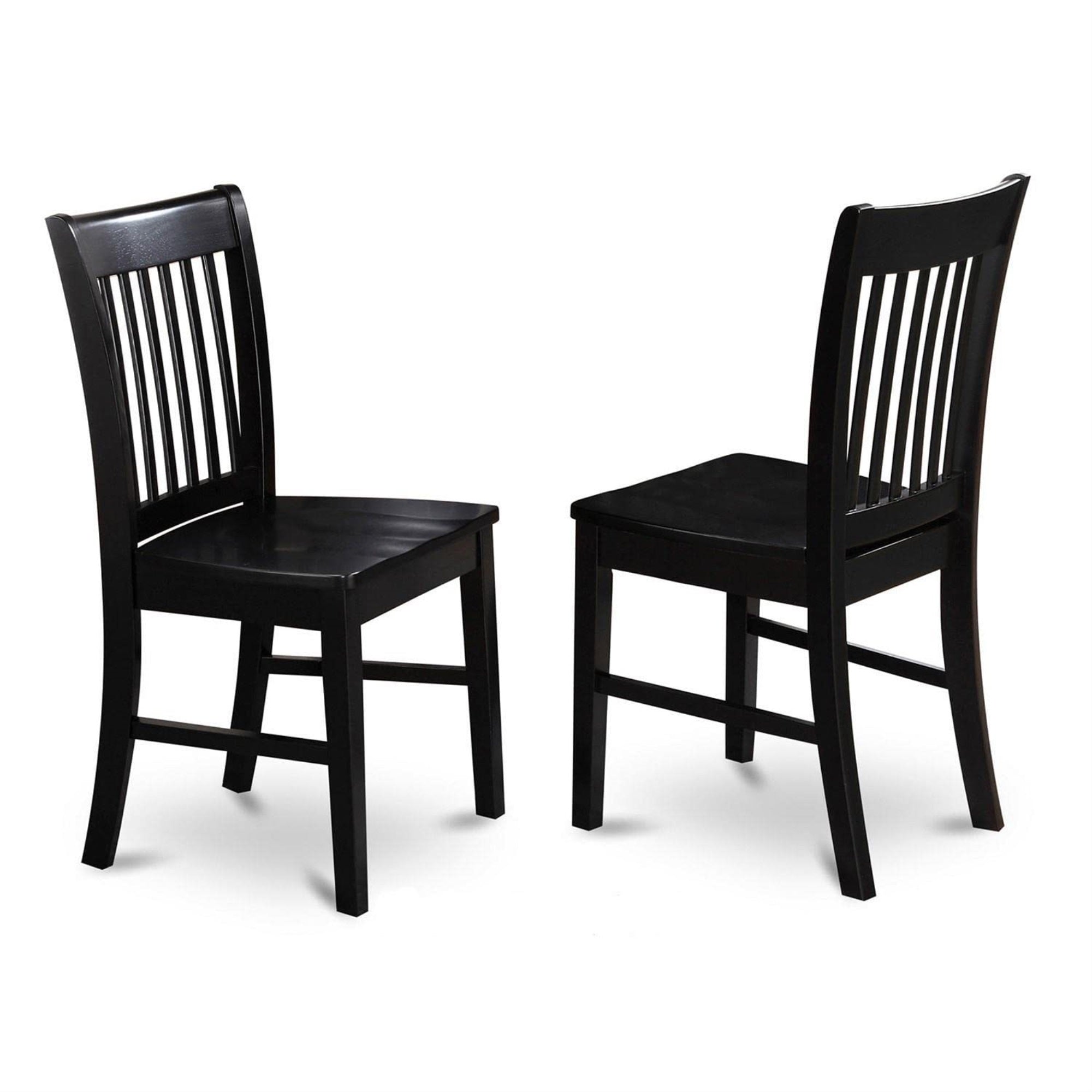 Casafoyer Nfc-Blk-W Norfolk Dining Chairs - Slat Back Wood Seat Kitchen Chairs, Set Of 2, Black