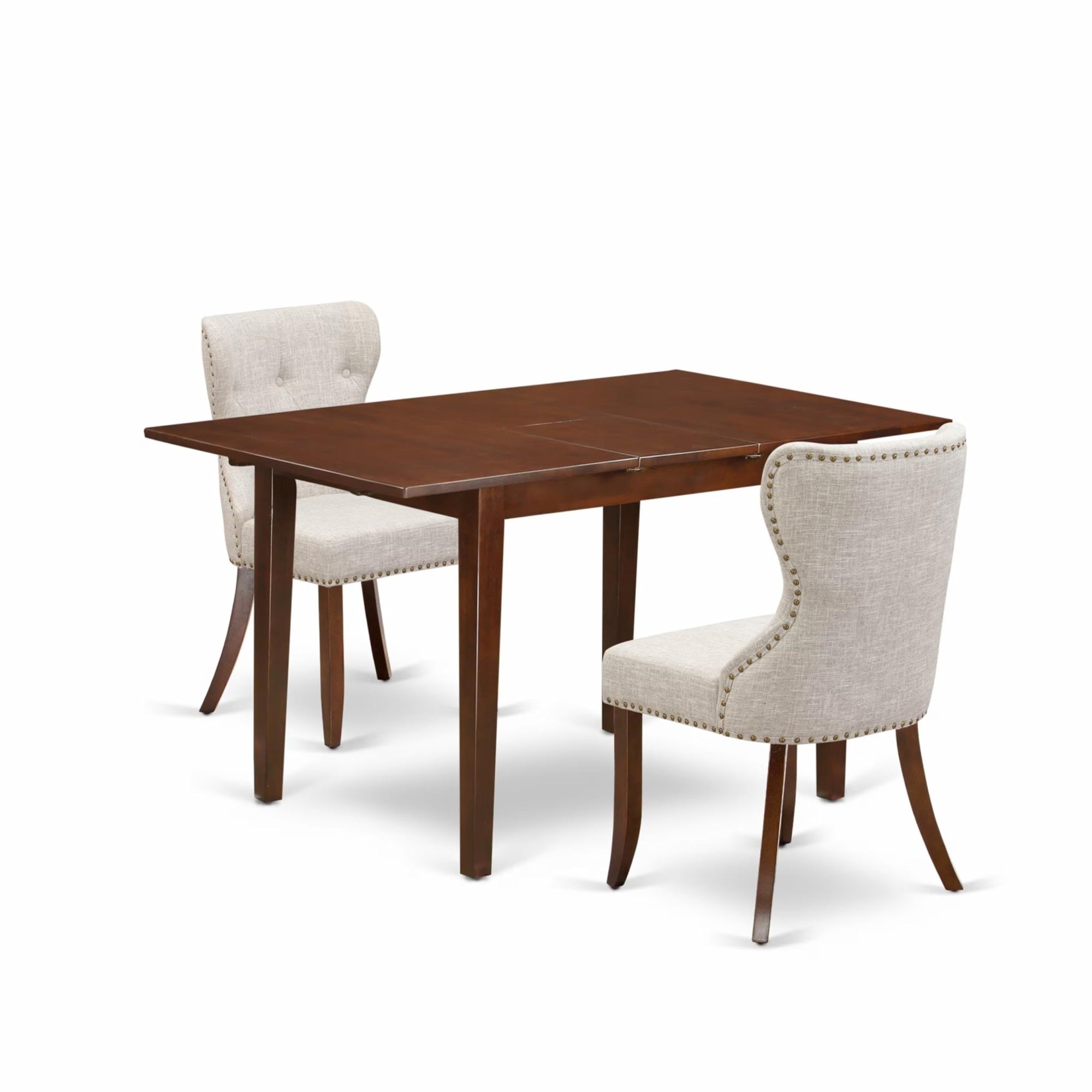 Casafoyer X677Mz606-5 5 Piece Kitchen Table Set For 4 Includes A Rectangle Dining Room Table With X-Legs And 4 Shitake Linen Fabric Upholstered Chairs, 40X72 Inch, Multi-Color
