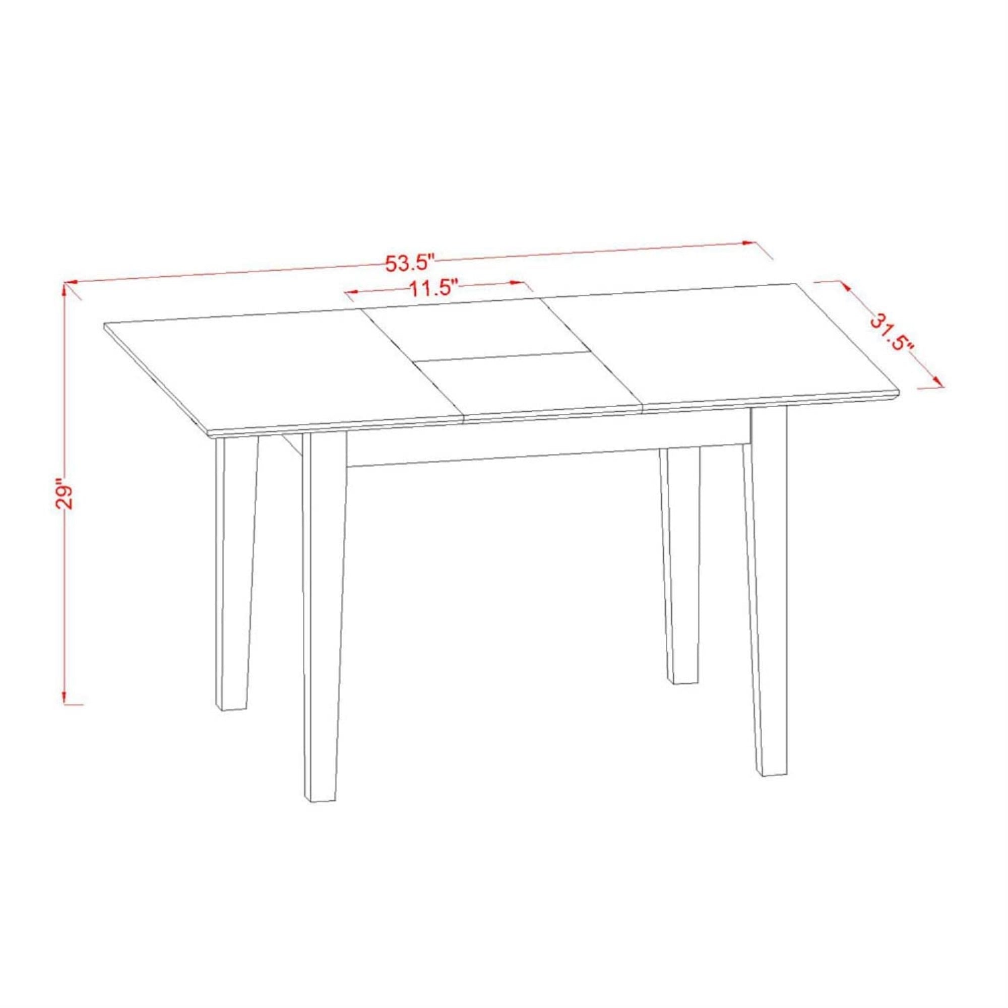 East West Furniture Kitchen Dining Rectangle Wooden Table Top With Butterfly Leaf, 54 X 32 X 30, Nft-Whi-T