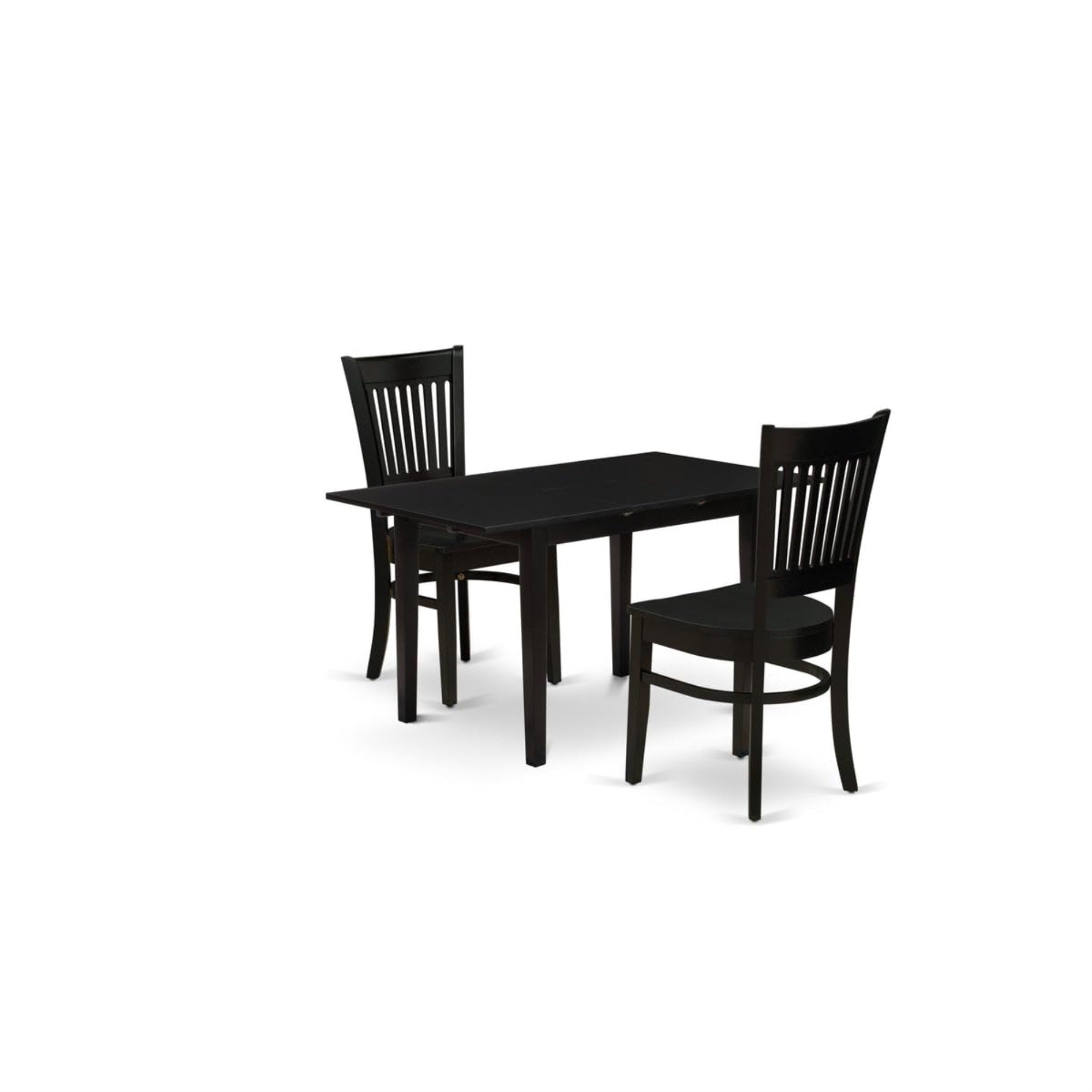 Casafoyer Nfva3-Blk-W 3 Piece Modern Dining Table Set Contains A Rectangle Wooden Table With  Leaf And 2 Kitchen Dining Chairs, 32X54 Inch, Black
