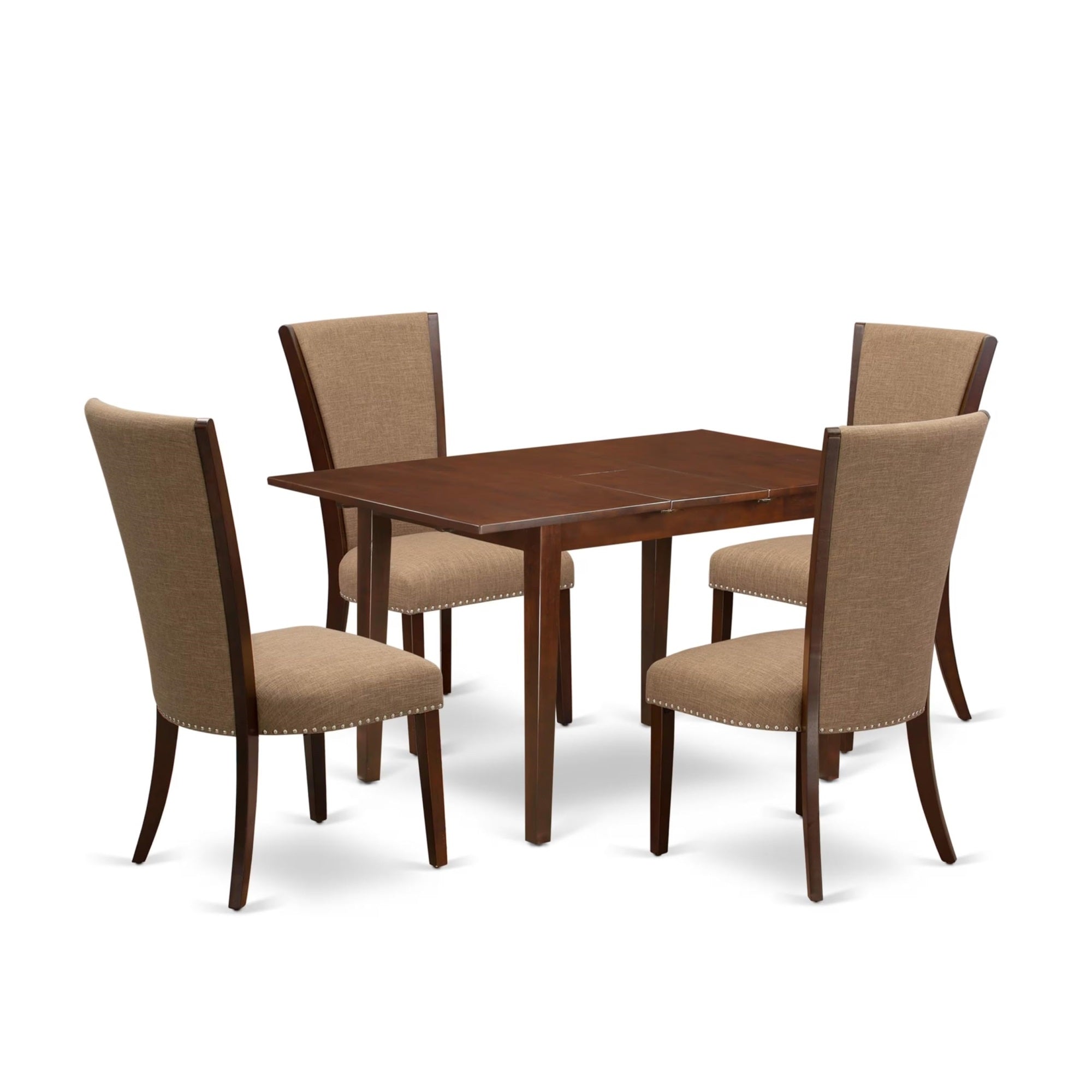 Casafoyer Norfolk 5 Piece Dining Set For 4 Includes A Rectangle Kitchen Table With  Leaf And 4 Light Sable Linen Fabric Parsons Chairs, 32X54 Inch, Nfve5-Mah-47
