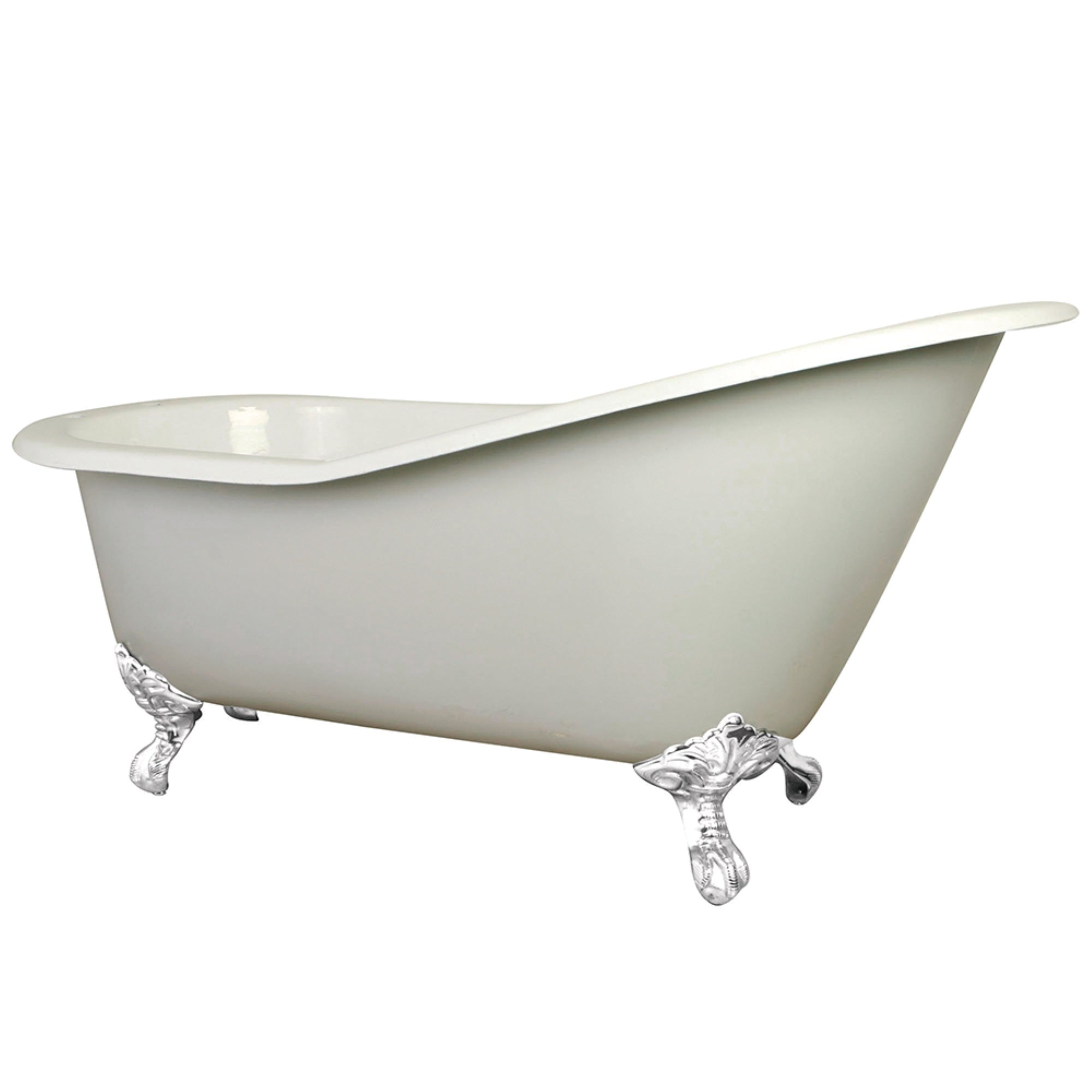 Aqua Eden Nhvct7D653129Bw 61-Inch Cast Iron Single Slipper Clawfoot Tub With 7-Inch Faucet Drillings, White
