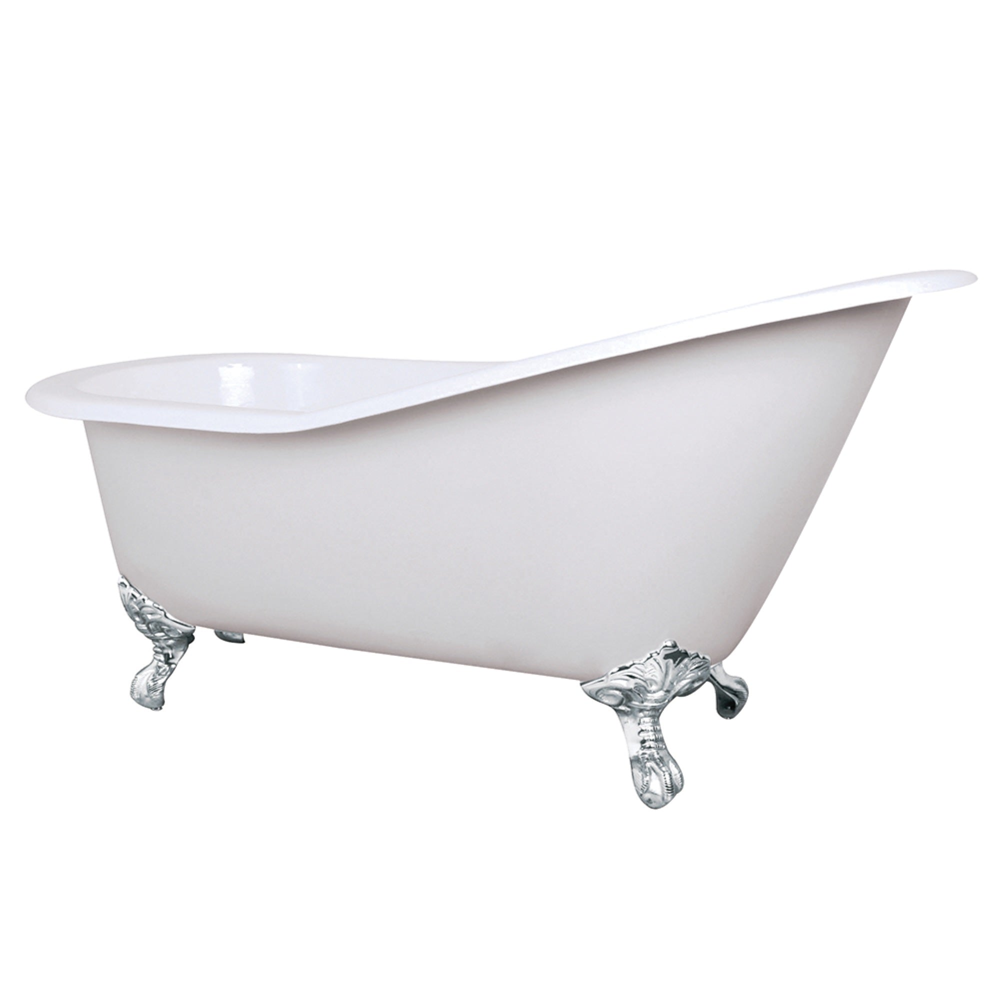 Aqua Eden Nhvctnd653129B1 61-Inch Cast Iron Single Slipper Clawfoot Tub (No Faucet Drillings), White/Polished Chrome