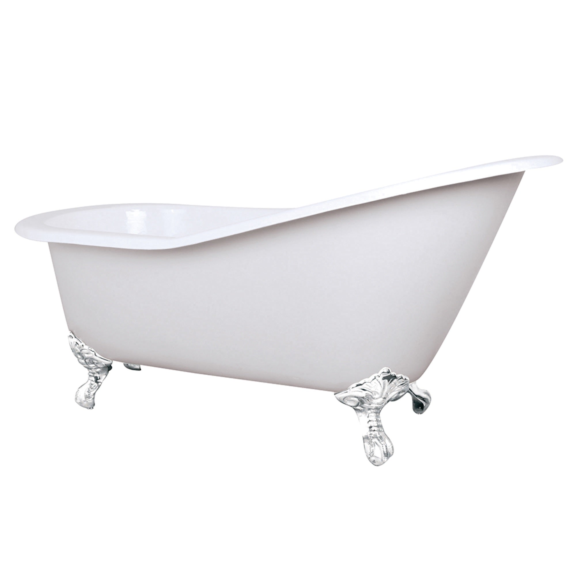Aqua Eden Nhvctnd653129Bw 61-Inch Cast Iron Single Slipper Clawfoot Tub (No Faucet Drillings), White