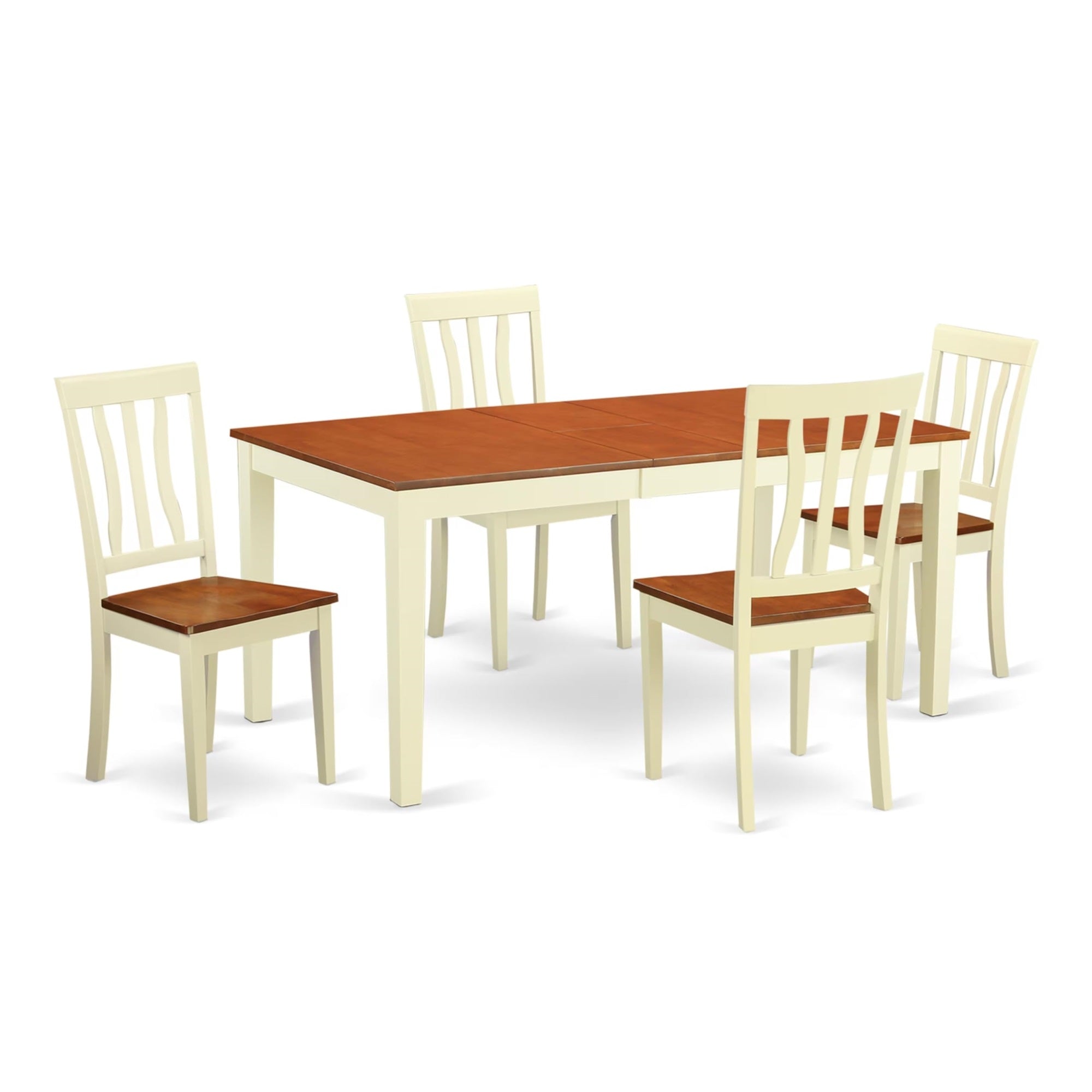 Casafoyer Nian5-Whi-W 5 Piece Dining Set Includes A Rectangle Dining Room Table With  Leaf And 4 Kitchen Chairs, 36X66 Inch, Buttermilk & Cherry