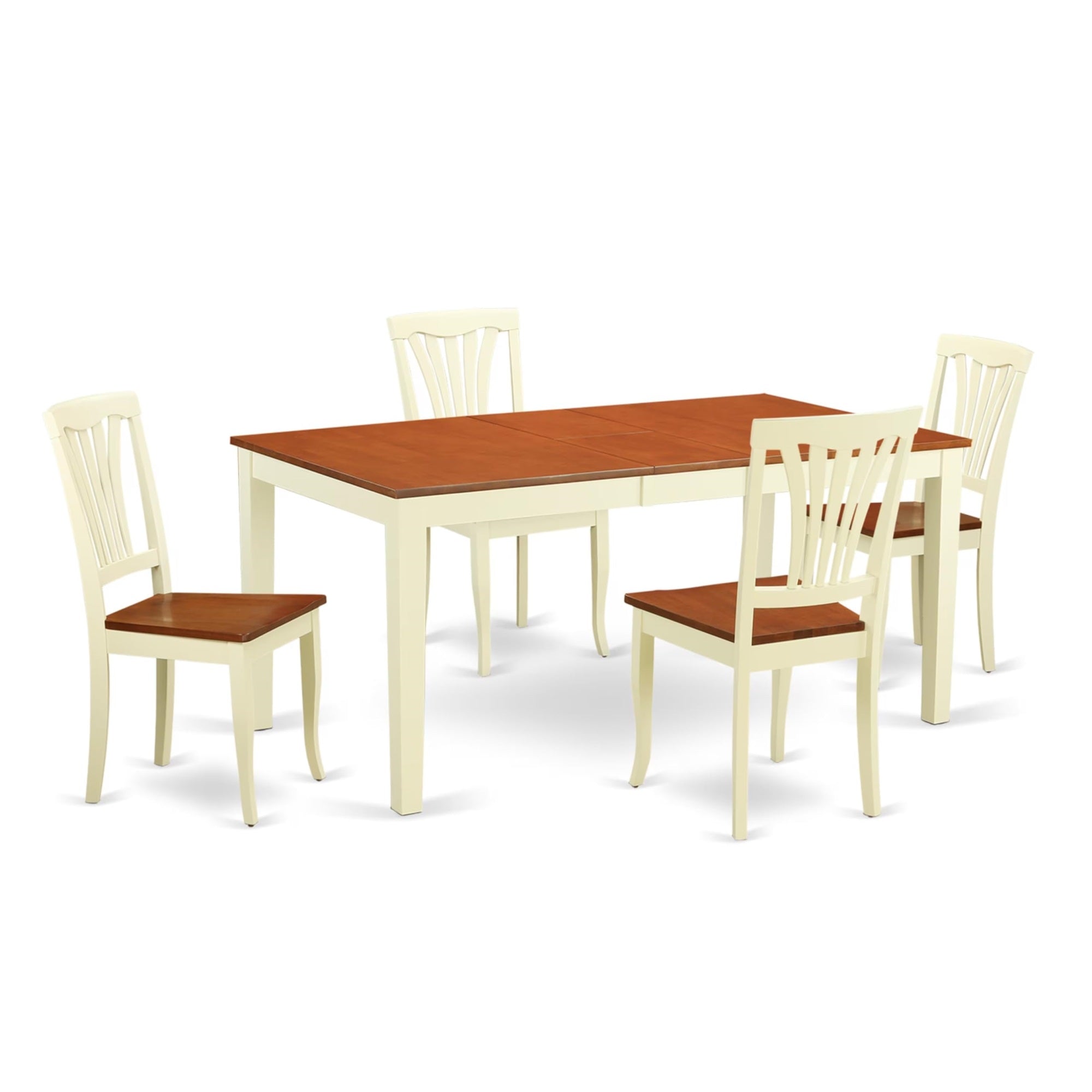 Casafoyer Niav5-Whi-W 5 Piece Dinette Set For 4 Includes A Rectangle Room Table With  Leaf And 4 Kitchen Dining Chairs, 36X66 Inch, Buttermilk & Cherry
