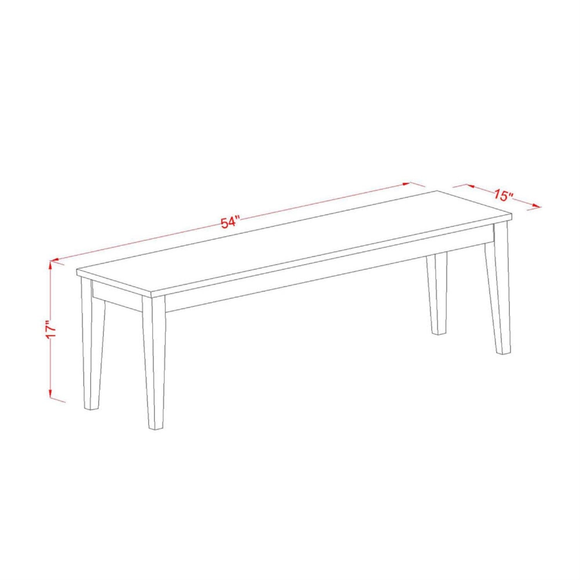 East West Furniture Nib-Blk-W Nicoli Dining Table Bench With Wooden Seat, 54X15X17 Inch, Black & Cherry