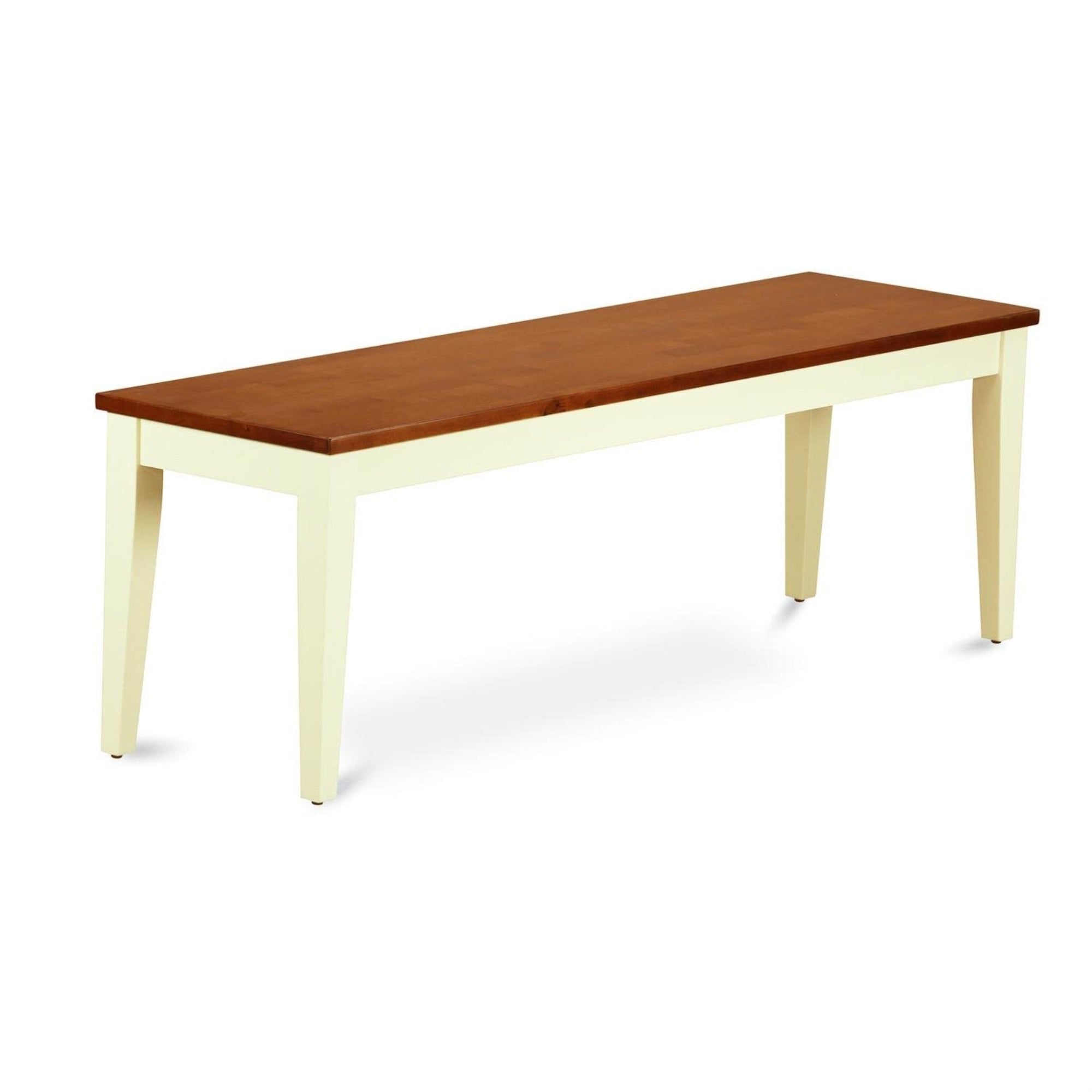 Casafoyer Nib-Whi-W Nicoli Dining Room Bench With Wood Seat, 54X15X17 Inch, Buttermilk & Cherry