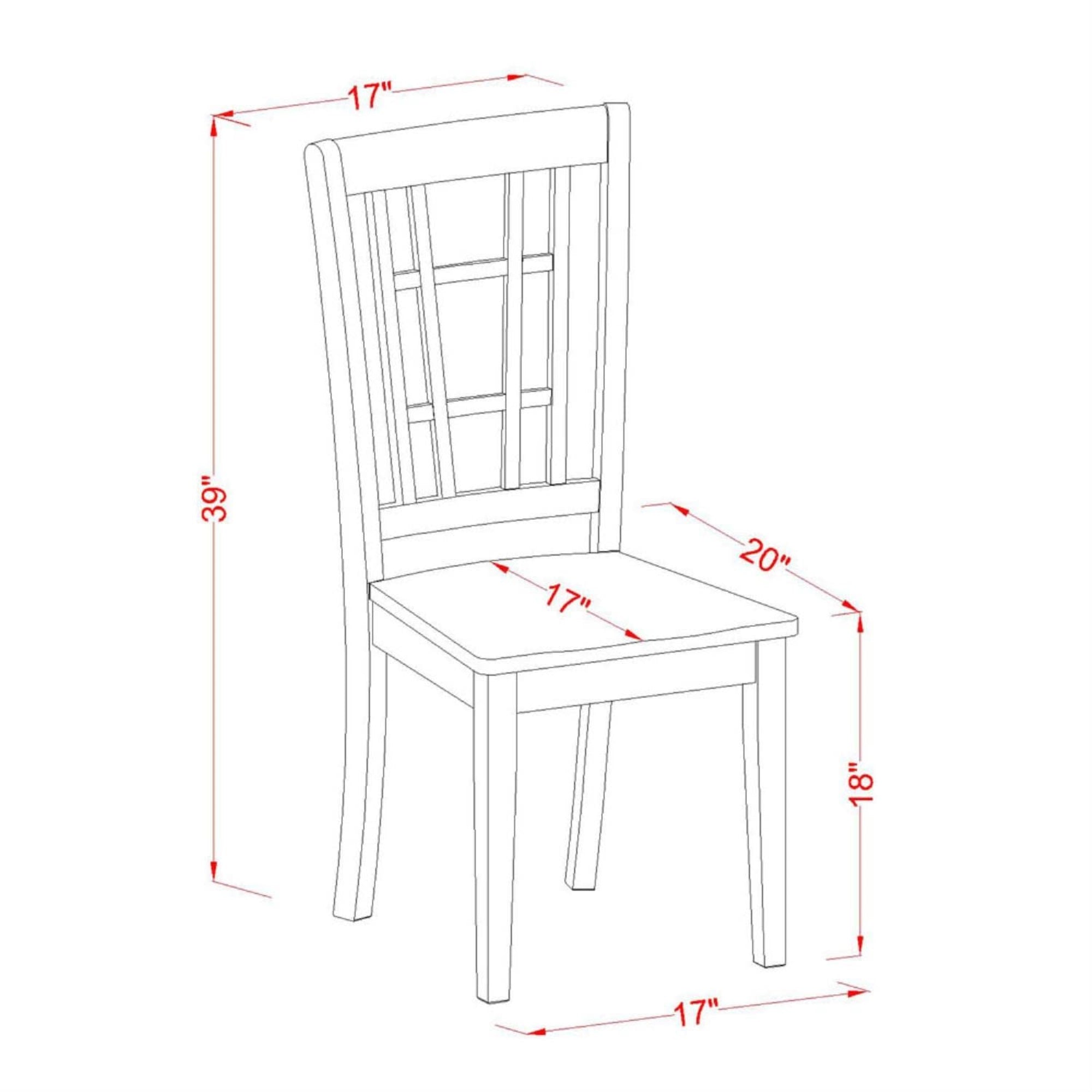 East West Furniture Nic-Blk-W Nicoli Dining Room Stylish Back Solid Wood Seat Chairs