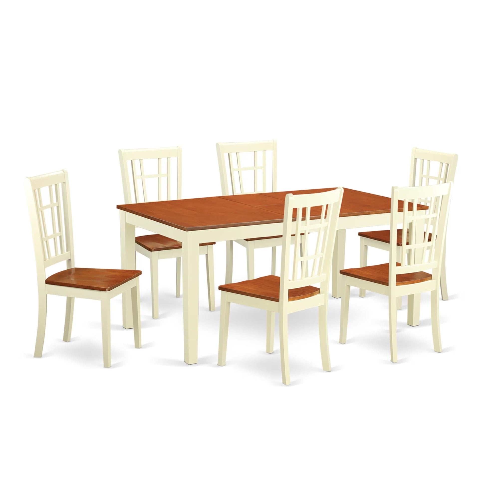Casafoyer Nico7-Whi-W 7 Piece Room Furniture Set Consist Of A Rectangle Kitchen Table With  Leaf And 6 Dining Chairs, 36X66 Inch