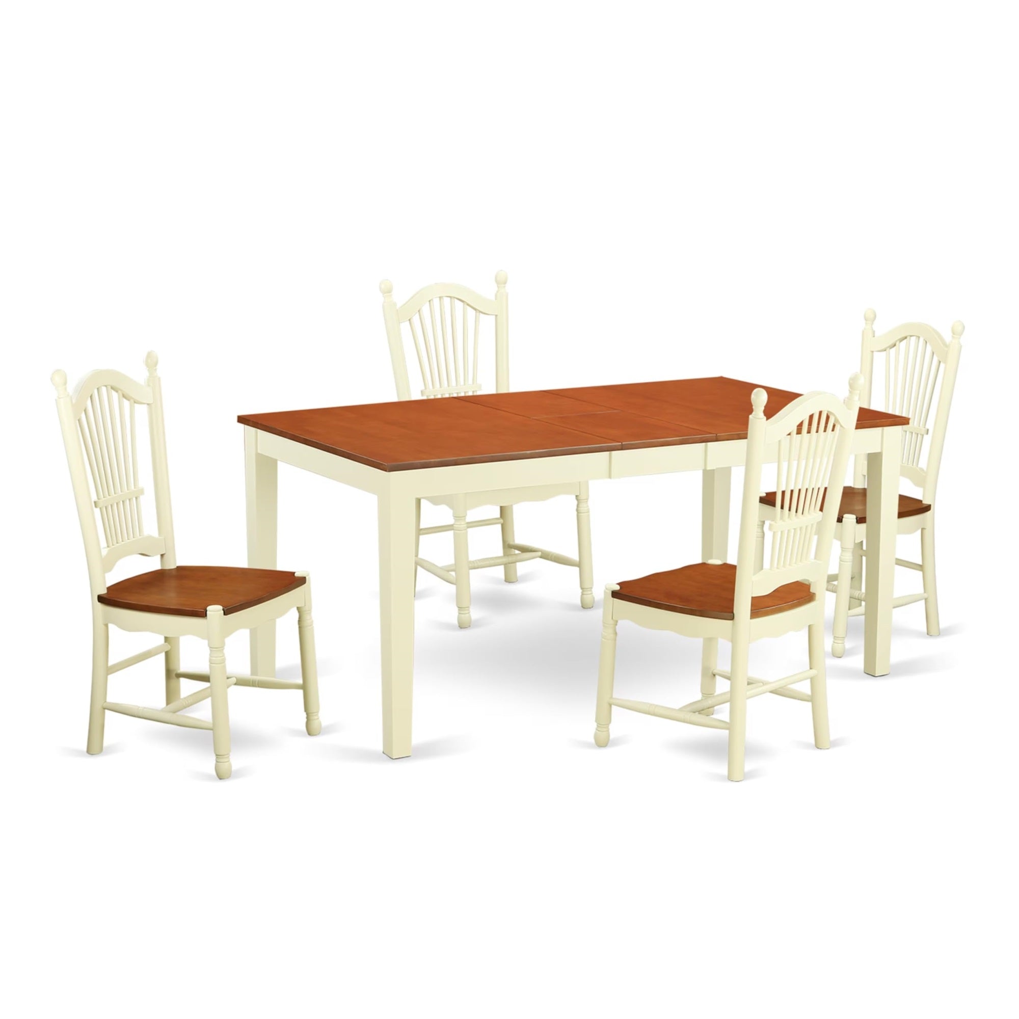 Casafoyer Nido5-Whi-W 5 Piece Dinette Set For 4 Includes A Rectangle Table With  Leaf And 4 Dining Room Chairs, 36X66 Inch, Buttermilk & Cherry