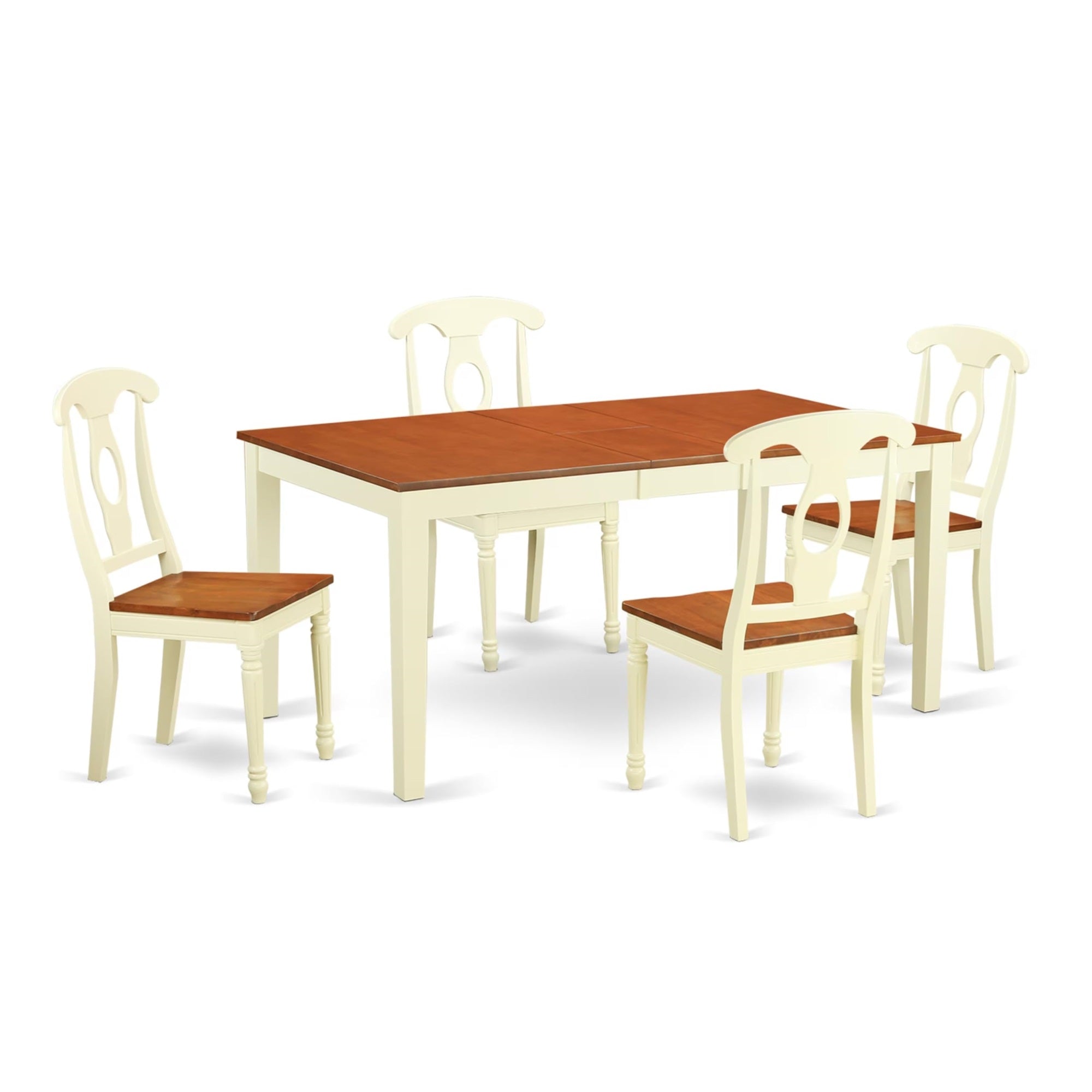 Casafoyer Nike5-Whi-W 5 Piece Dinette Set For 4 Includes A Rectangle Room Table With  Leaf And 4 Dining Chairs, 36X66 Inch, Buttermilk & Cherry