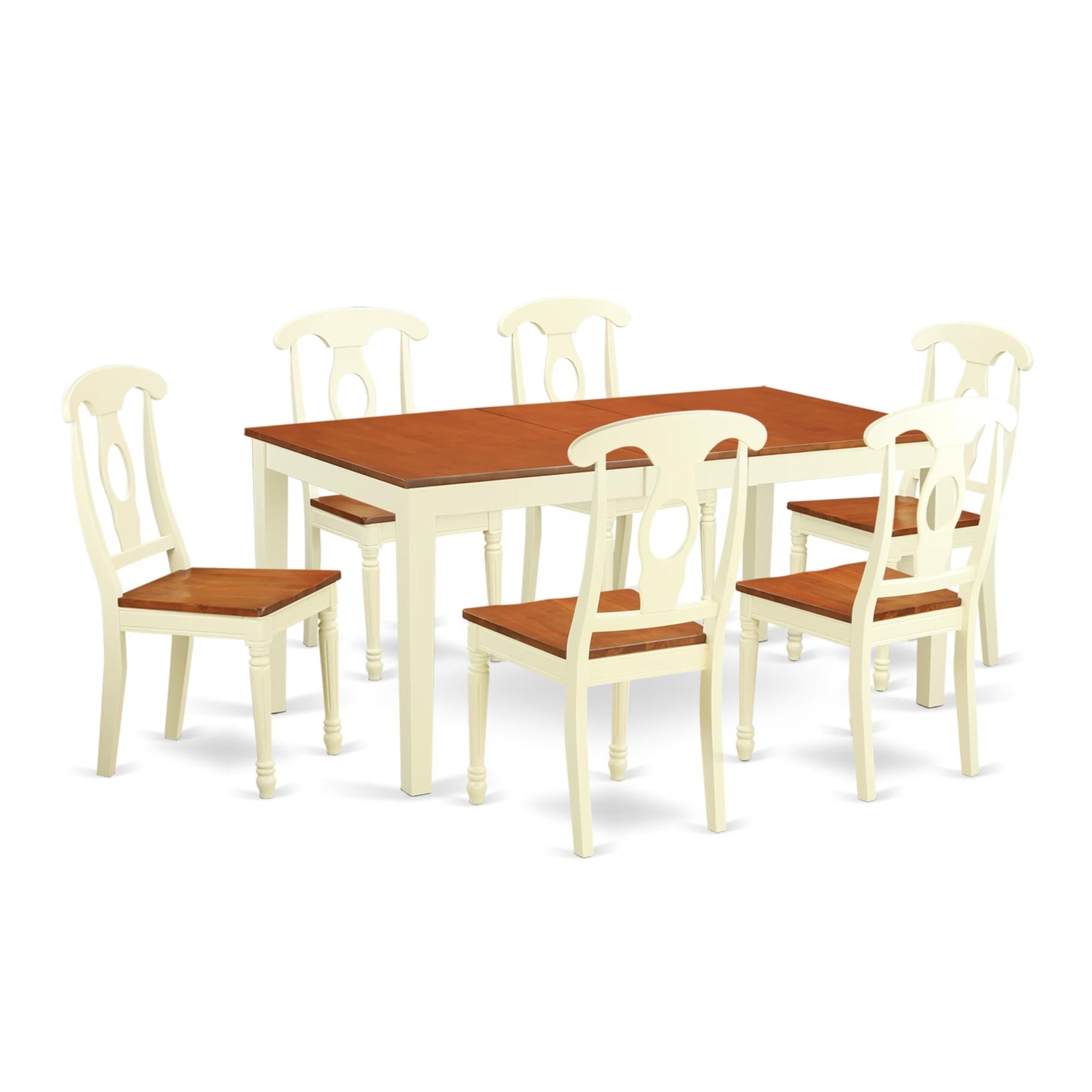 Casafoyer Nike7-Whi-W 7 Piece Room Set Consist Of A Rectangle Kitchen Table With  Leaf And 6 Dining Chairs, 36X66 Inch, Buttermilk & Cherry