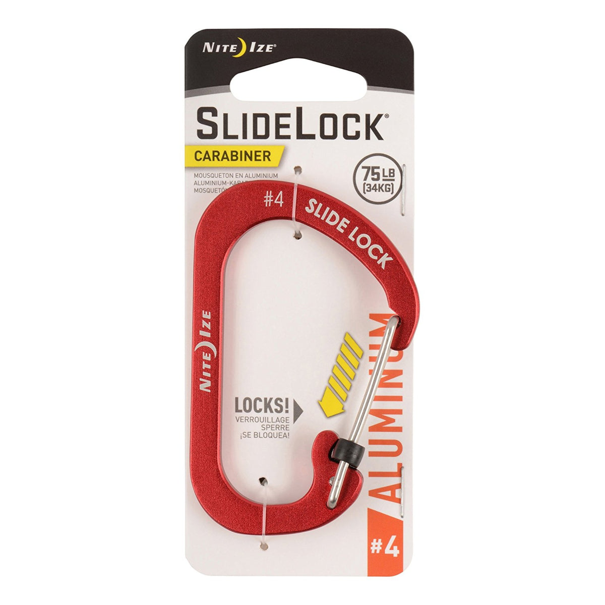Csla4-10-R6 - Nite Ize Slidelock Carabiner Aluminum #4 - Red