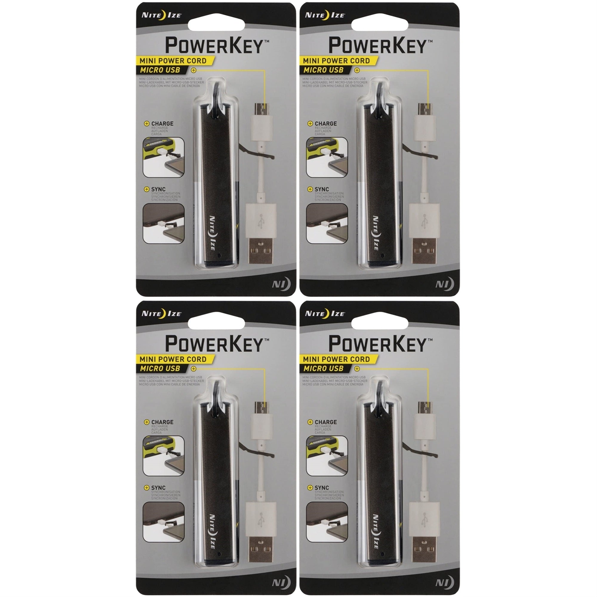 2018 Nite Ize Powerkey Mini Power Cord - Micro Usb - Smoke