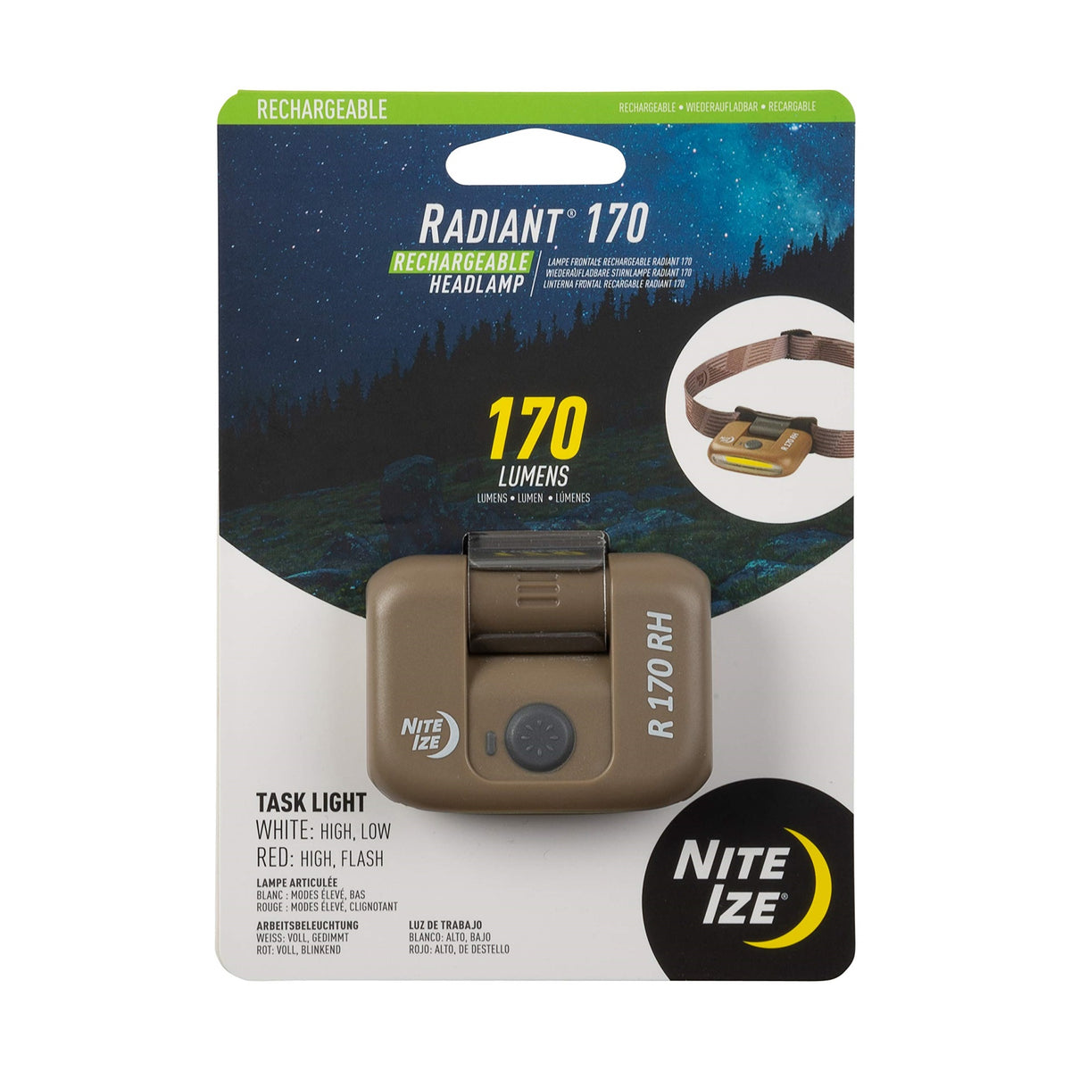 2023 Nite Ize Radiant 170 Rechargeable Headlamp, Coyote, Map: $22.49