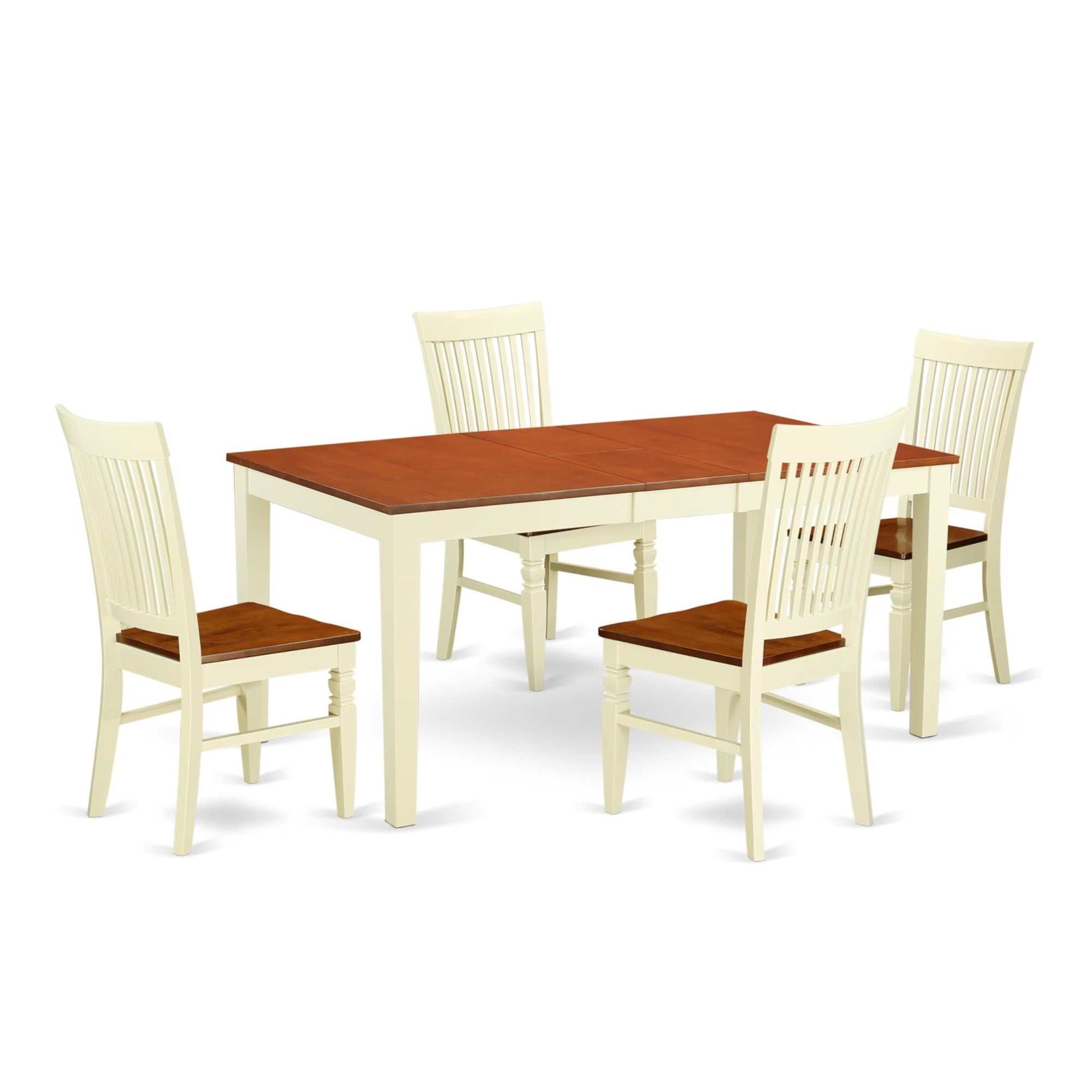 Casafoyer Niwe5-Bmk-W 5 Piece Dining Room Table Set Includes A Rectangle Kitchen Table With  Leaf And 4 Dining Chairs, 36X66 Inch, Buttermilk & Cherry