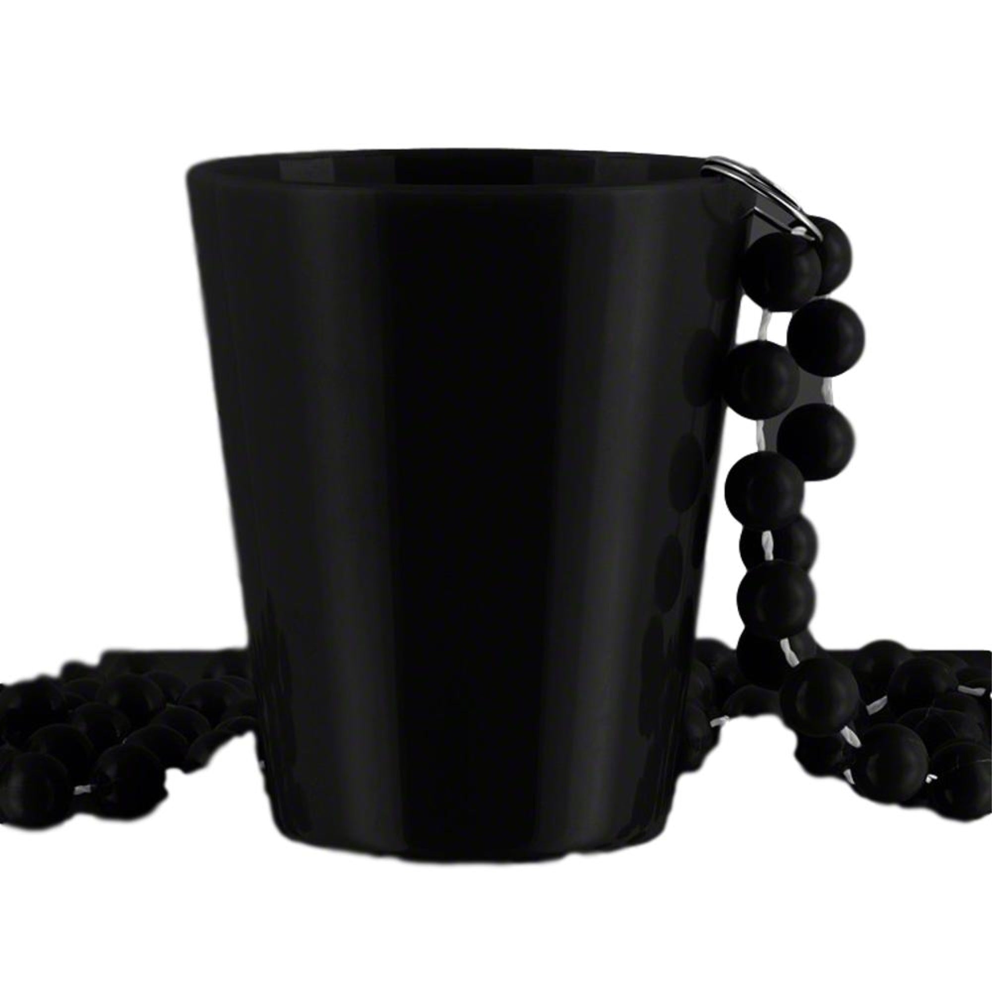 Non Light Up Black Shot Glass on Black Beaded Necklaces