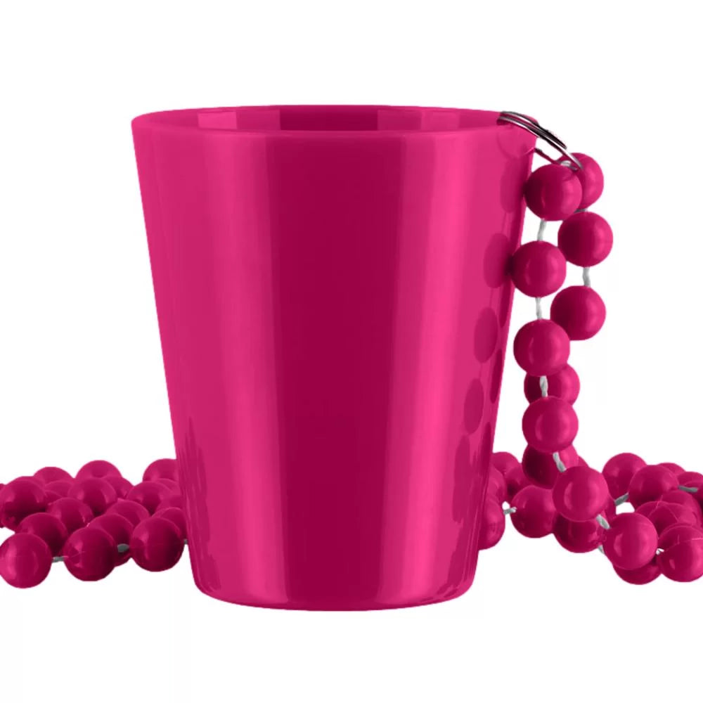 Non Light Up Pink Shot Glass on Pink Beaded Necklaces