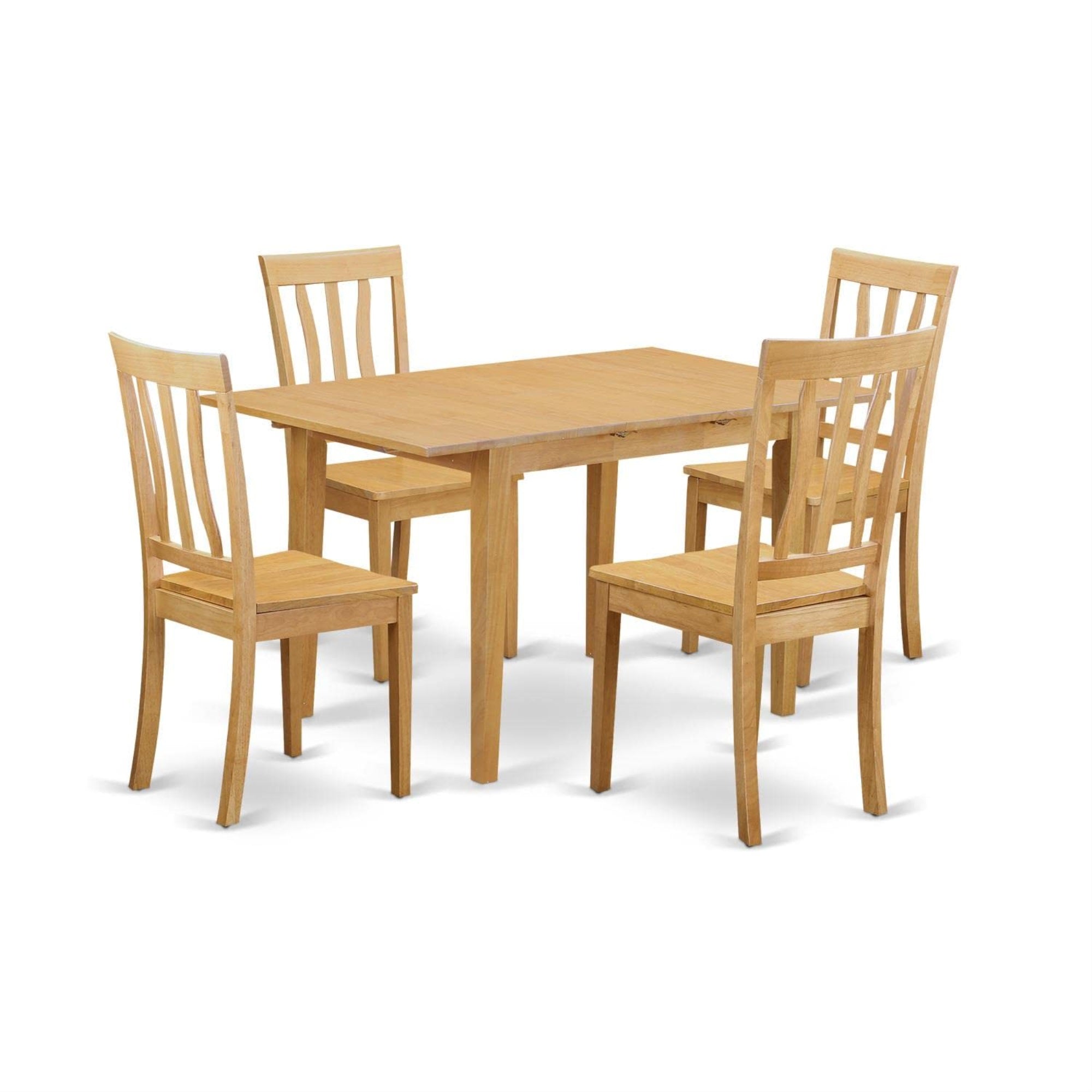 Casafoyer Noan5-Oak-W 5 Piece Kitchen Table & Chairs Set Includes A Rectangle Dining Room Table With  Leaf And 4 Dining Chairs, 32X54 Inch, Oak
