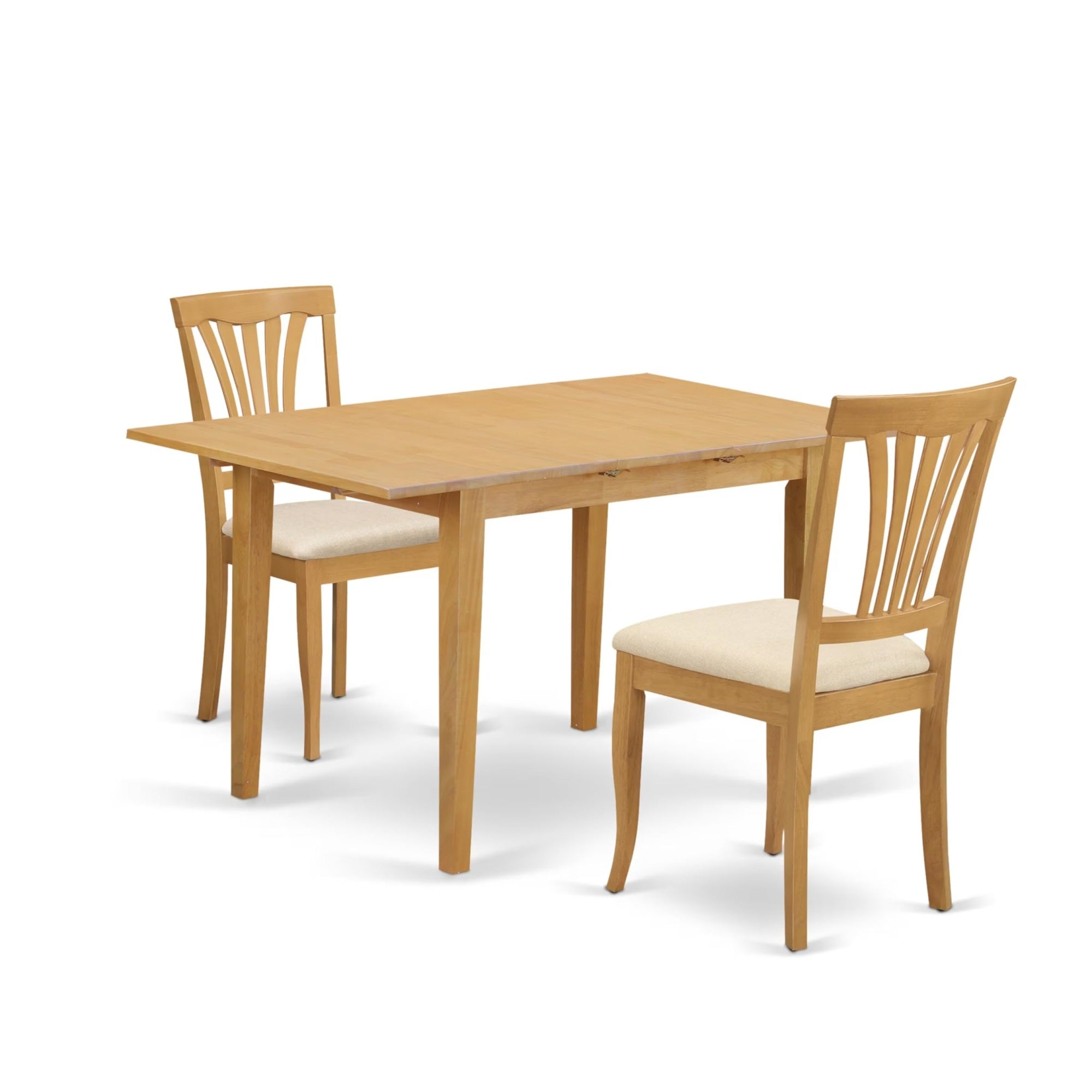 Casafoyer Noav3-Oak-C 3 Piece Kitchen Table & Chairs Set Contains A Rectangle Dining Room Table With  Leaf And 2 Linen Fabric Upholstered Chairs, 32X54 Inch, Oak