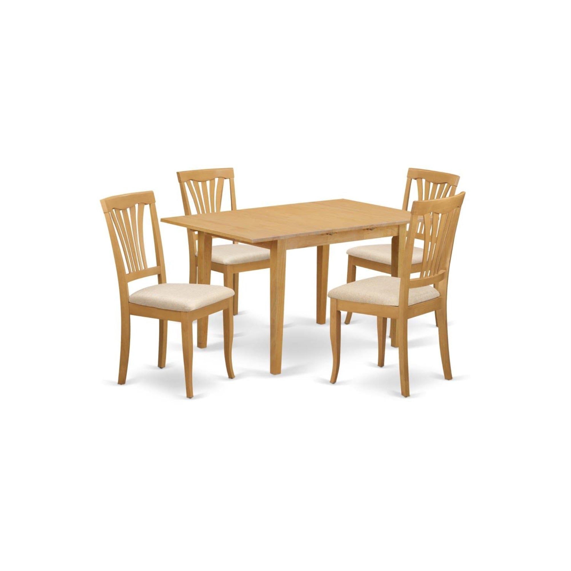 Casafoyer Noav5-Oak-C 5 Piece Dinette Set For 4 Includes A Rectangle Dining Table With  Leaf And 4 Linen Fabric Dining Room Chairs, 32X54 Inch, Oak