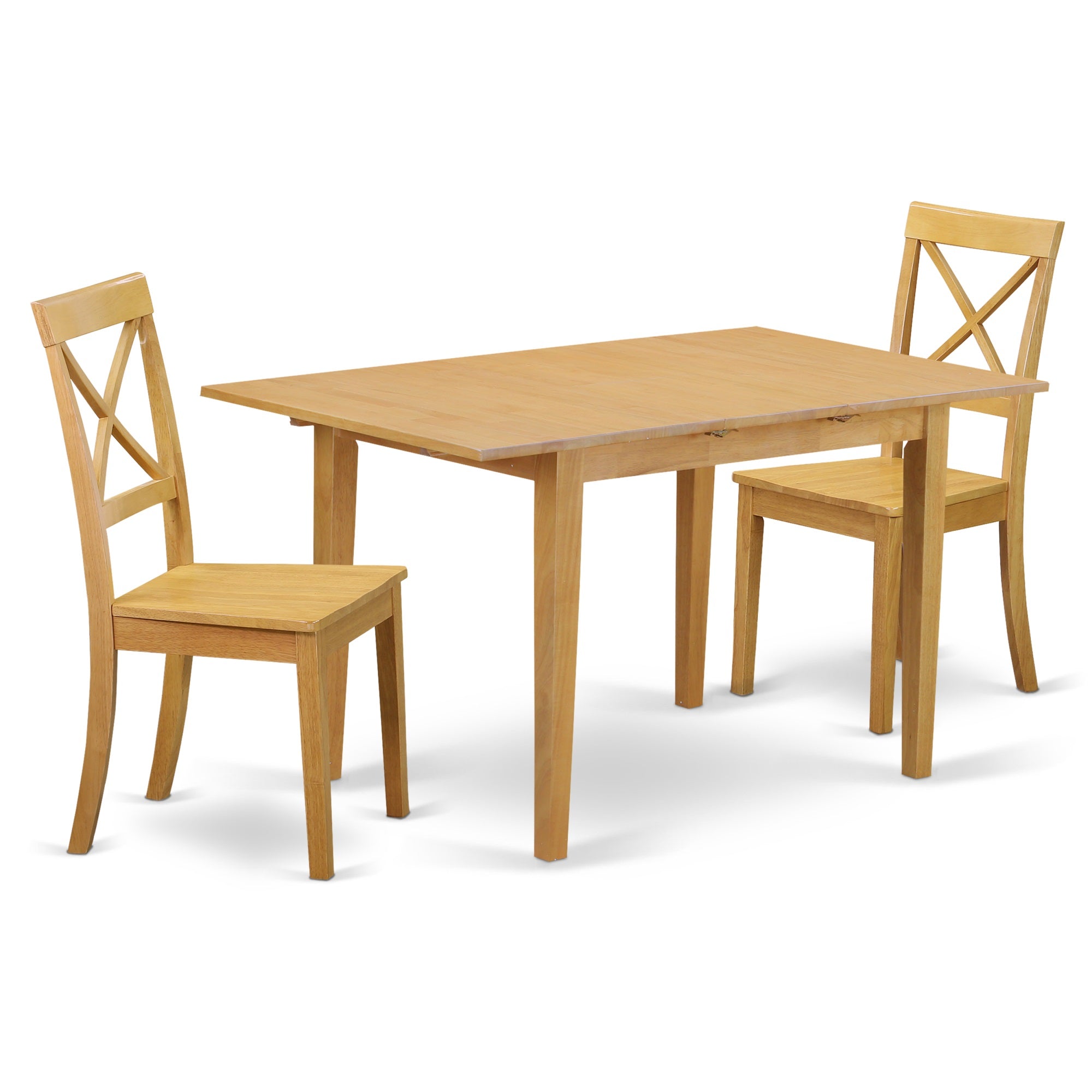 Nobo3-Oak-W 3-Piece Table Set - Table And 2 Wood Seat Dining Chairs In Oak Finish