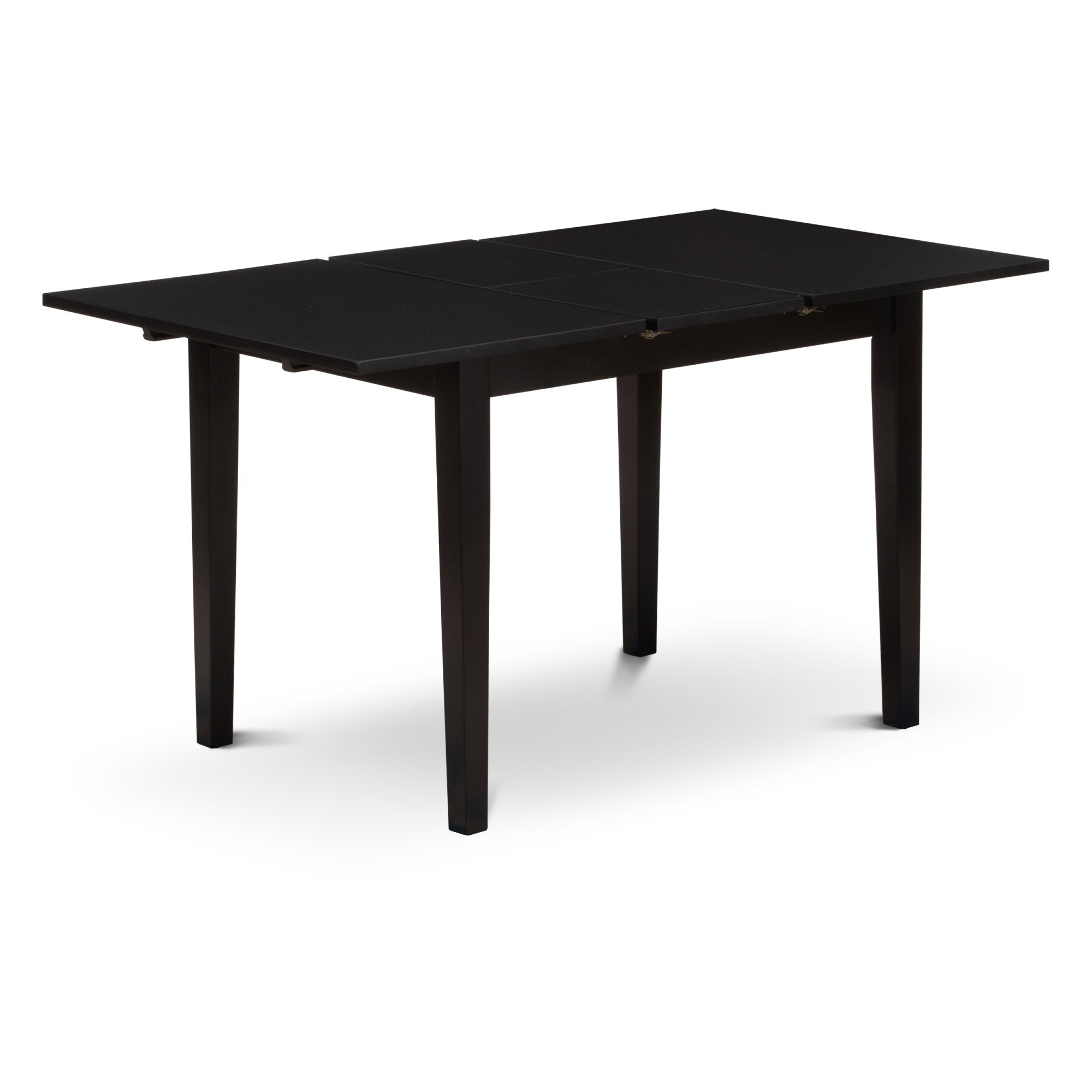 Ergode Nocl5-Blk-C 5-Pc Wood Dinette Set - Black Finish, Modern Design, Rectangular Table With Butterfly Leaf, 4 Dining Chairs With Double X-Back And Linen Fabric Seats.