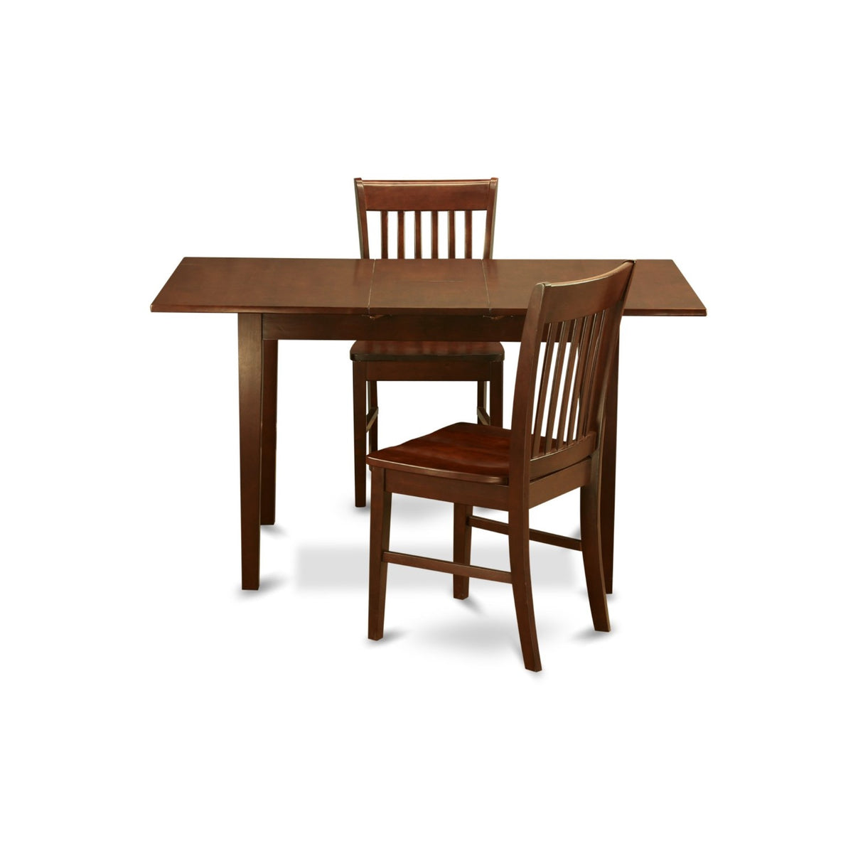 East West Furniture Nofk3-Mah-W 3 Piece Room Furniture Set Contains A Rectangle Kitchen Table With Butterfly Leaf And 2 Dining Chairs, 32X54 Inch