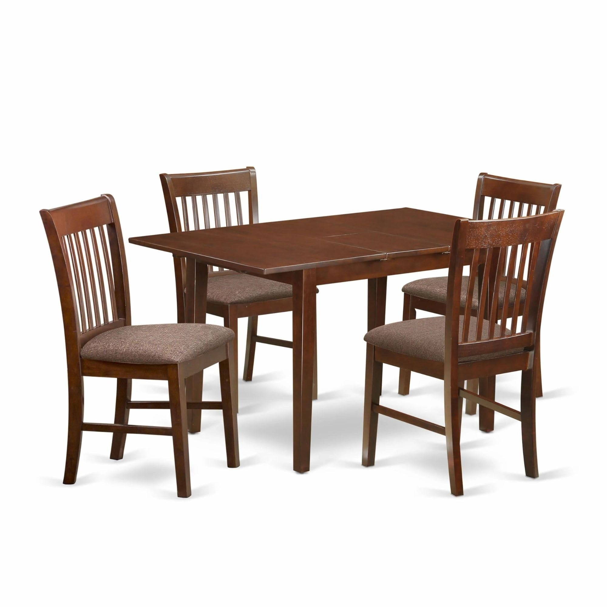 Casafoyer Nofk5-Mah-C 5 Piece Kitchen Set Includes A Rectangle Dining Room Table With  Leaf And 4 Linen Fabric Upholstered Chairs, 32X54 Inch