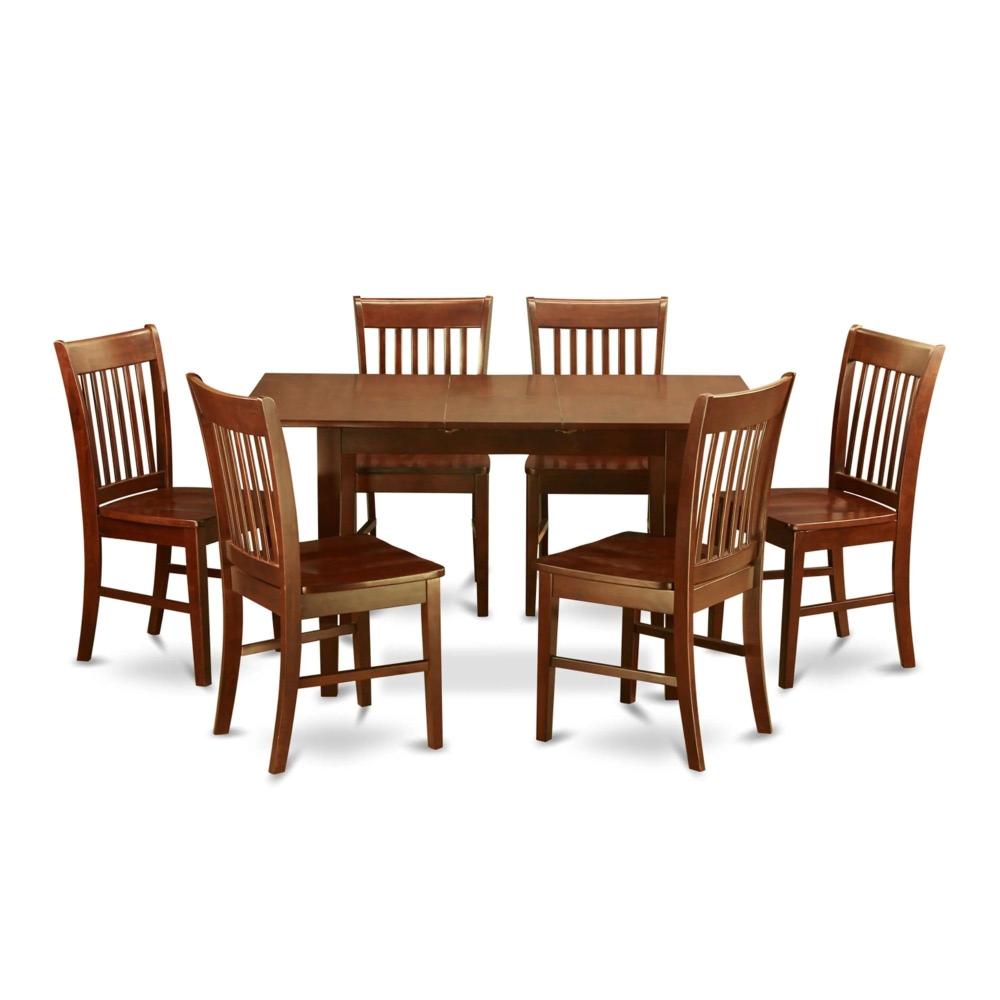 Casafoyer Nofk7-Mah-W 7 Piece Room Set Consist Of A Rectangle Wooden Table With  Leaf And 6 Kitchen Dining Chairs, 32X54 Inch