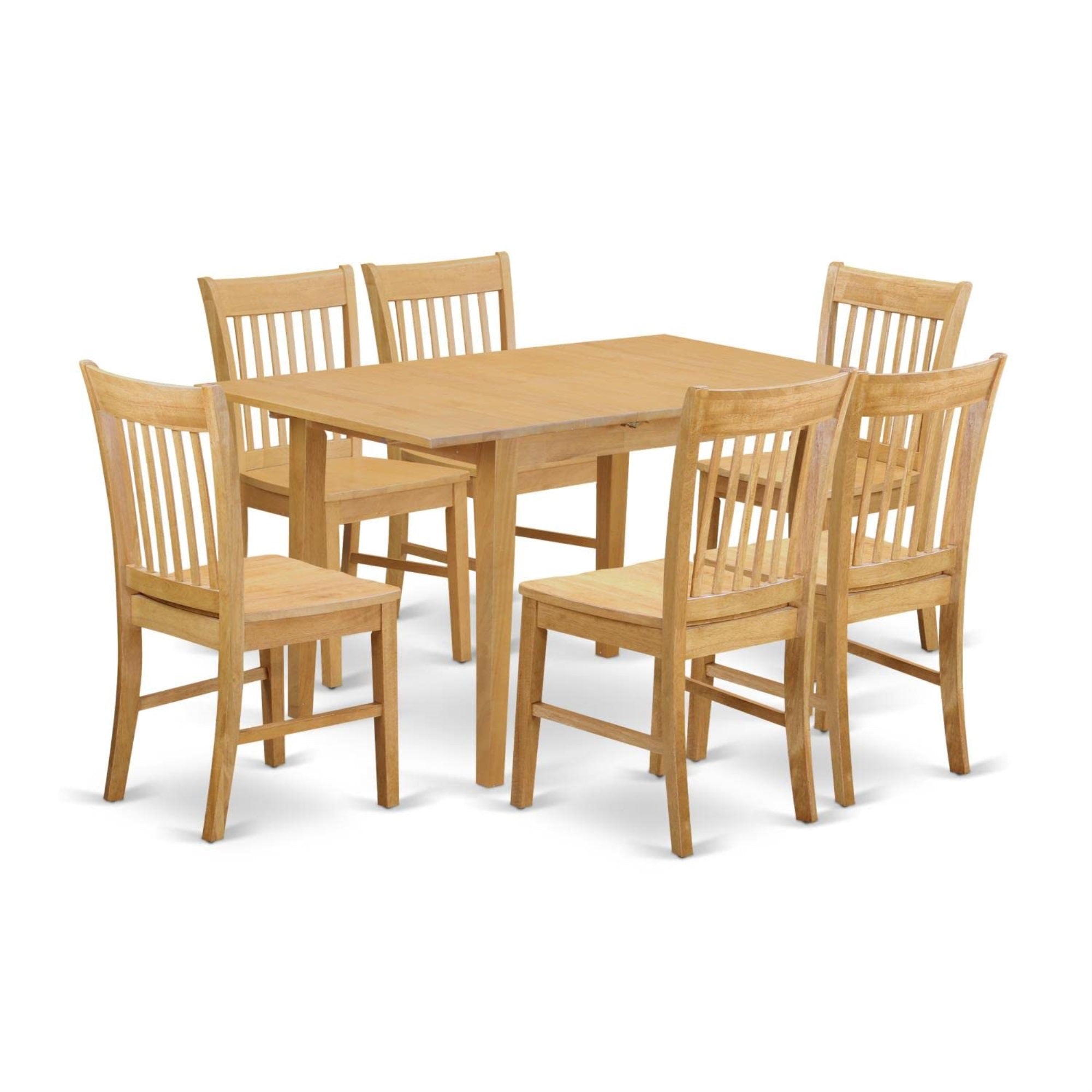 Casafoyer Nofk7-Oak-W 7 Piece Dining Room Table Set Consist Of A Rectangle Kitchen Table With  Leaf And 6 Dining Chairs, 32X54 Inch, Oak