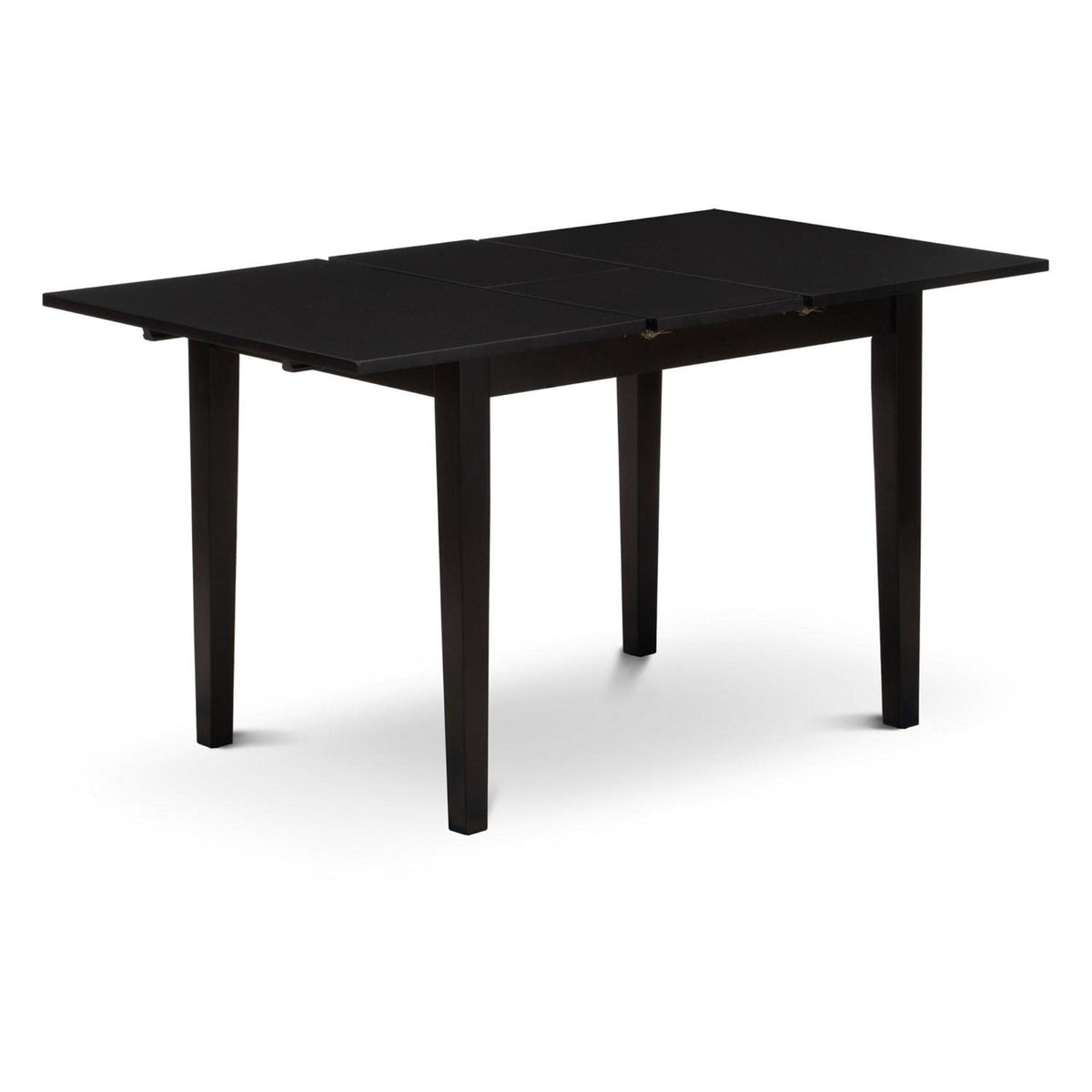 East West Furniture Nofl3-Blk-21 3 Piece Modern Dining Set Contains A Rectangle Wooden Table With Butterfly Leaf And 2 Blue Linen Fabric Upholstered Chairs, 32X54 Inch