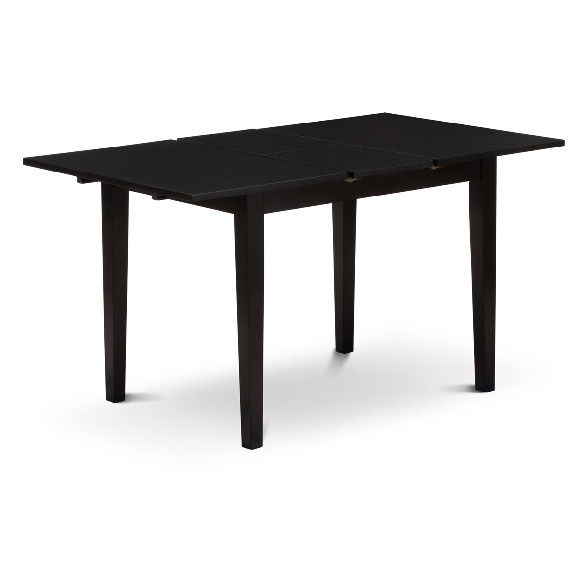 Ergode Nofr5-Blk-02 5-Pc Wood Dining Table Set - Rectangular Table With Butterfly Leaf, 4 Wooden Padded Chairs - Black Finish